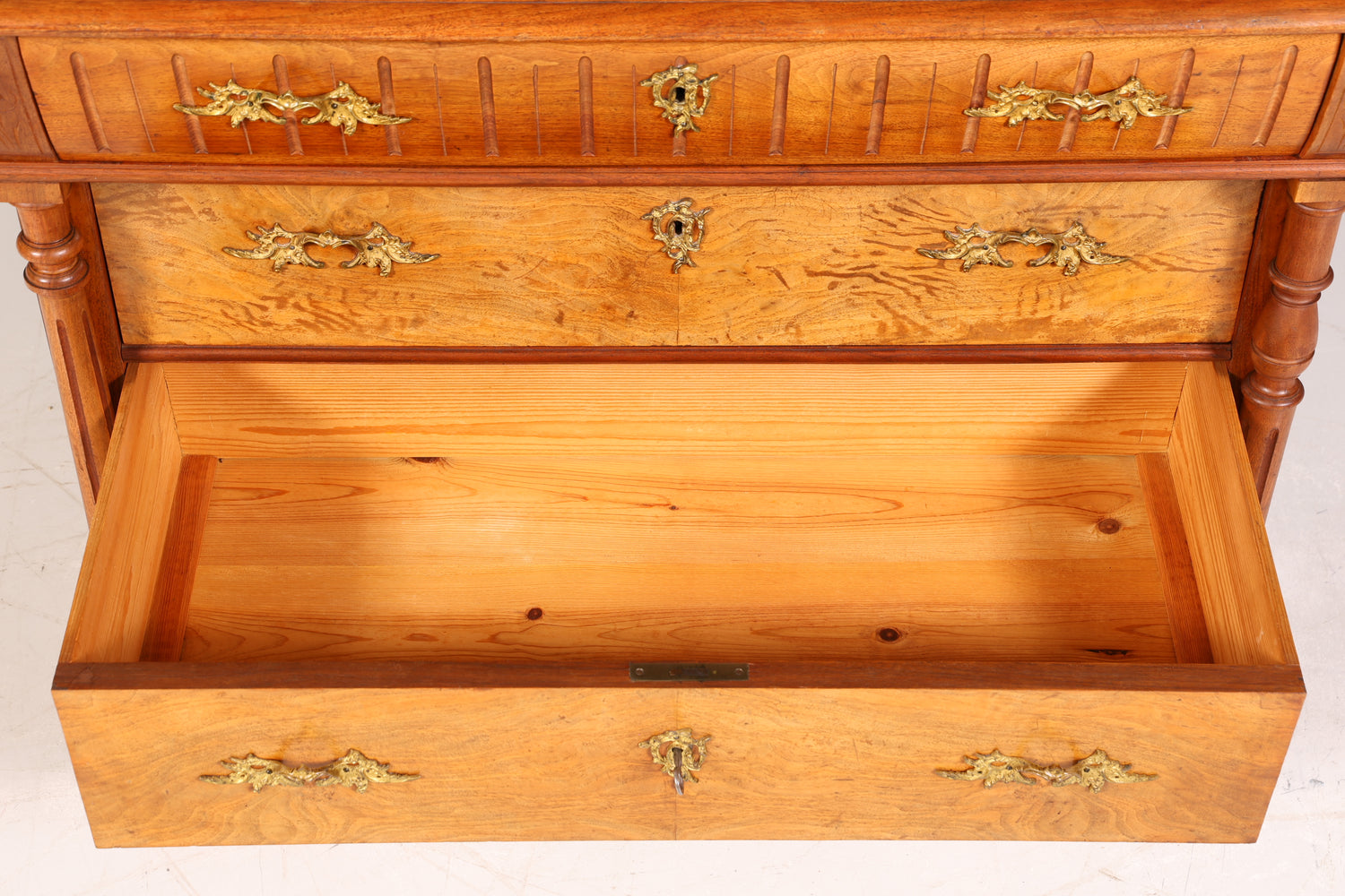 Edle Louis Philippe Kommode mit Spiegelaufsatz Gründerzeit Frisierkommode Holz Schrank Antik Flurschrank um 1880