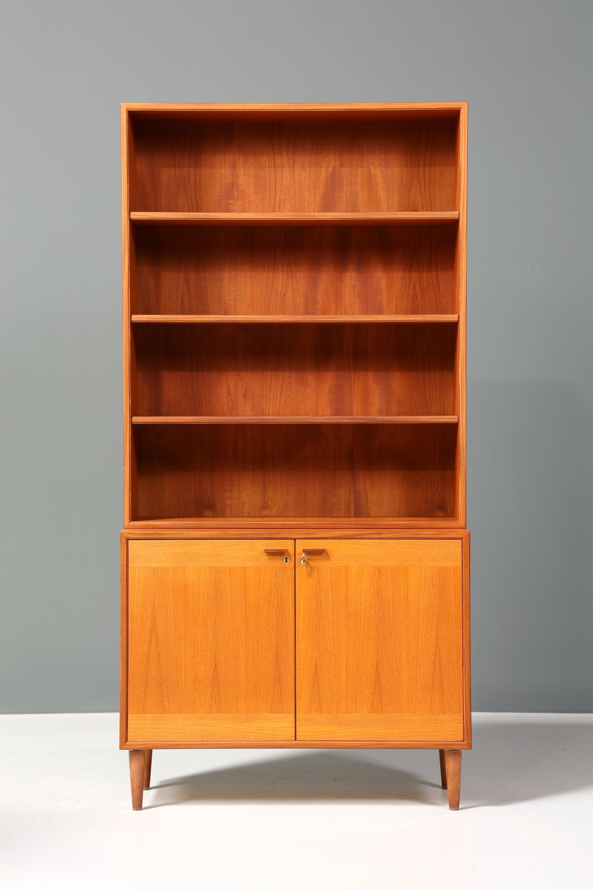 Stilvolles Mid Century Bücherregal Danish Design Teak Holz Schrank Retro Kommode "Made in Denmark" Regal
