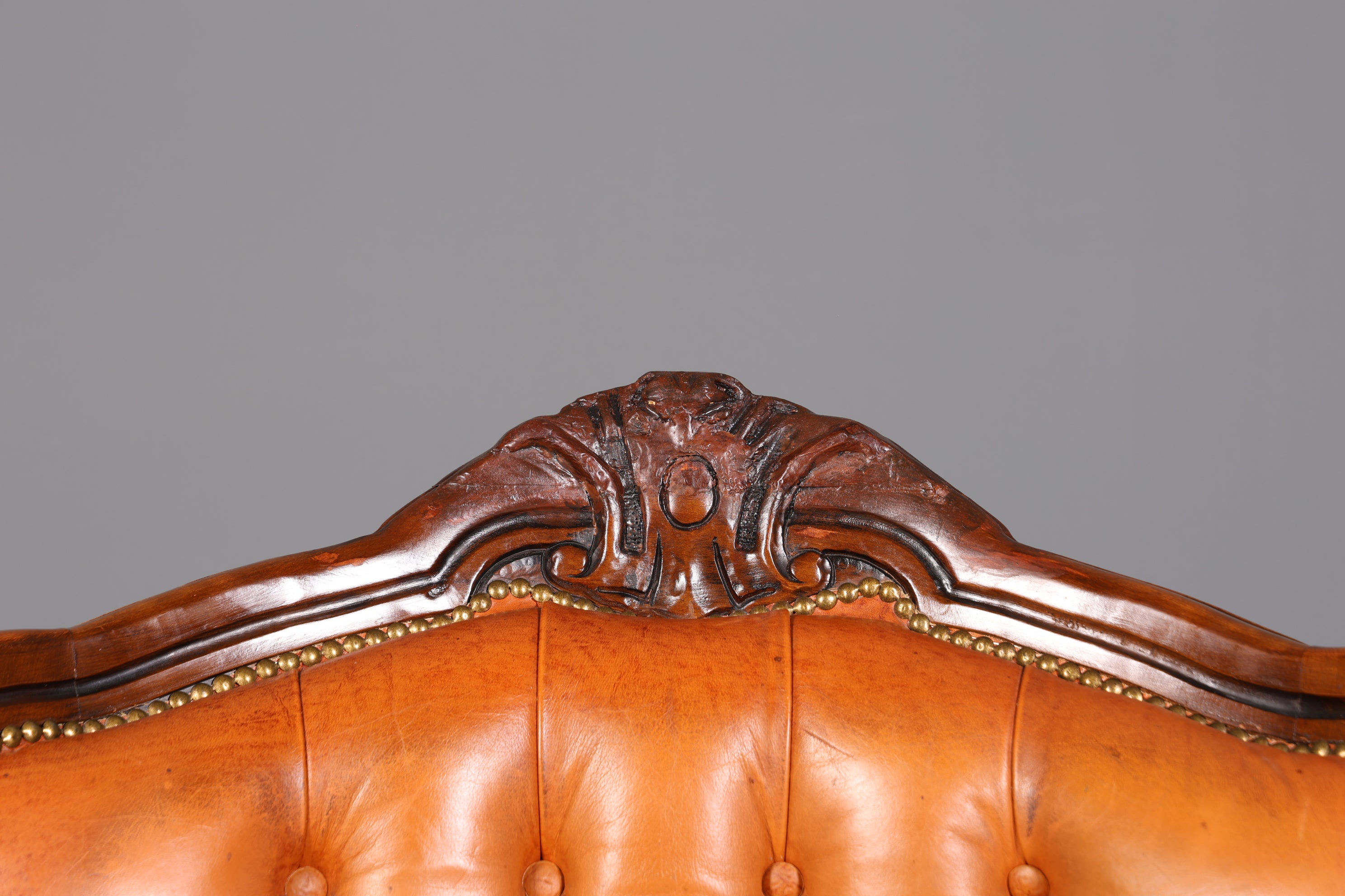 Königlicher Barock Sessel echt Rokoko Leder Armlehnsessel Luxus Chesterfield Sessel 2 von 2