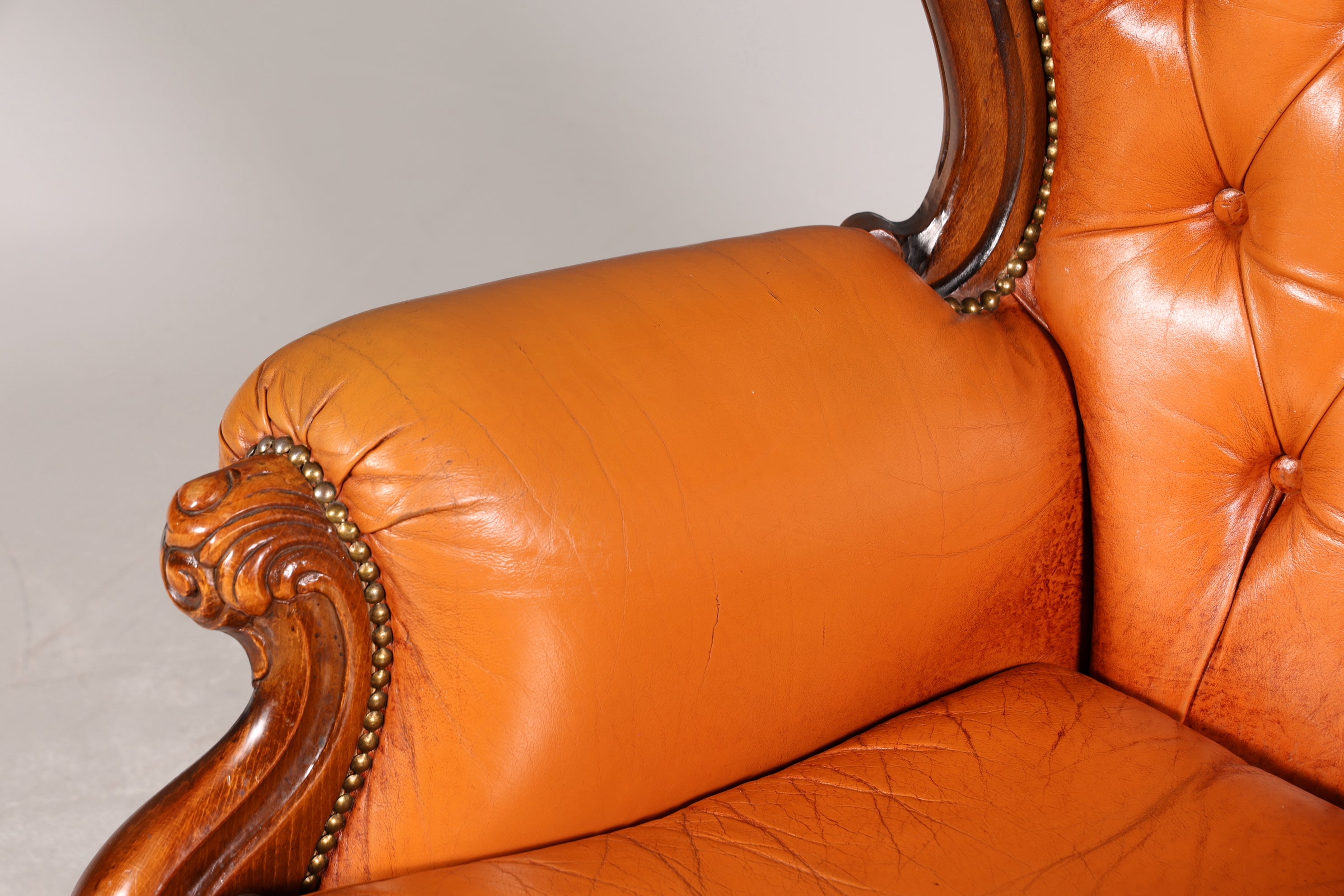 Königlicher Barock Sessel echt Rokoko Leder Armlehnsessel Luxus Chesterfield Sessel 2 von 2