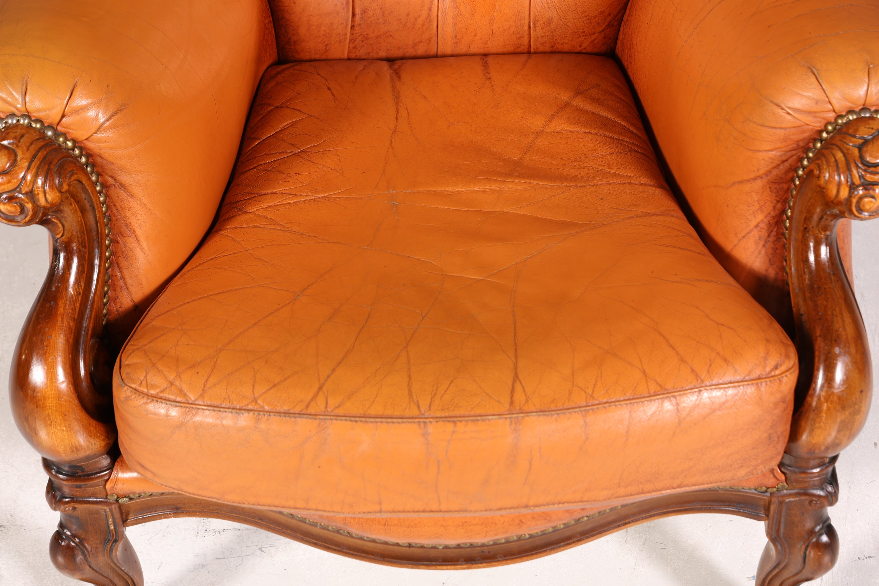 Königlicher Barock Sessel echt Rokoko Leder Armlehnsessel Luxus Chesterfield Sessel 2 von 2