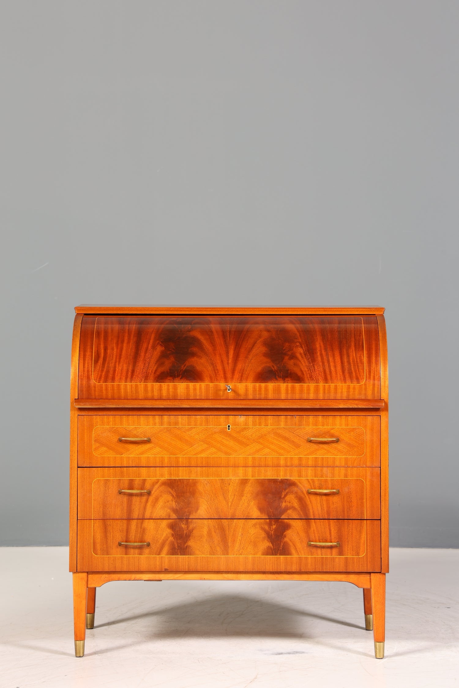 Traumhafter Mid Century Rollladen Sekretär echt Holz Schrank Office Kommode 60er Jahre