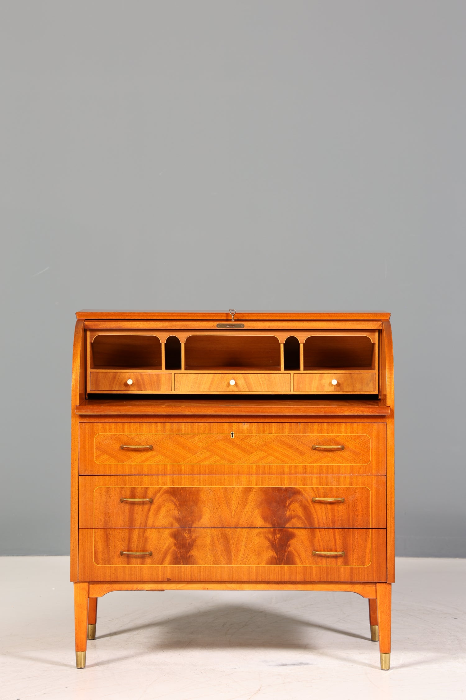 Traumhafter Mid Century Rollladen Sekretär echt Holz Schrank Office Kommode 60er Jahre