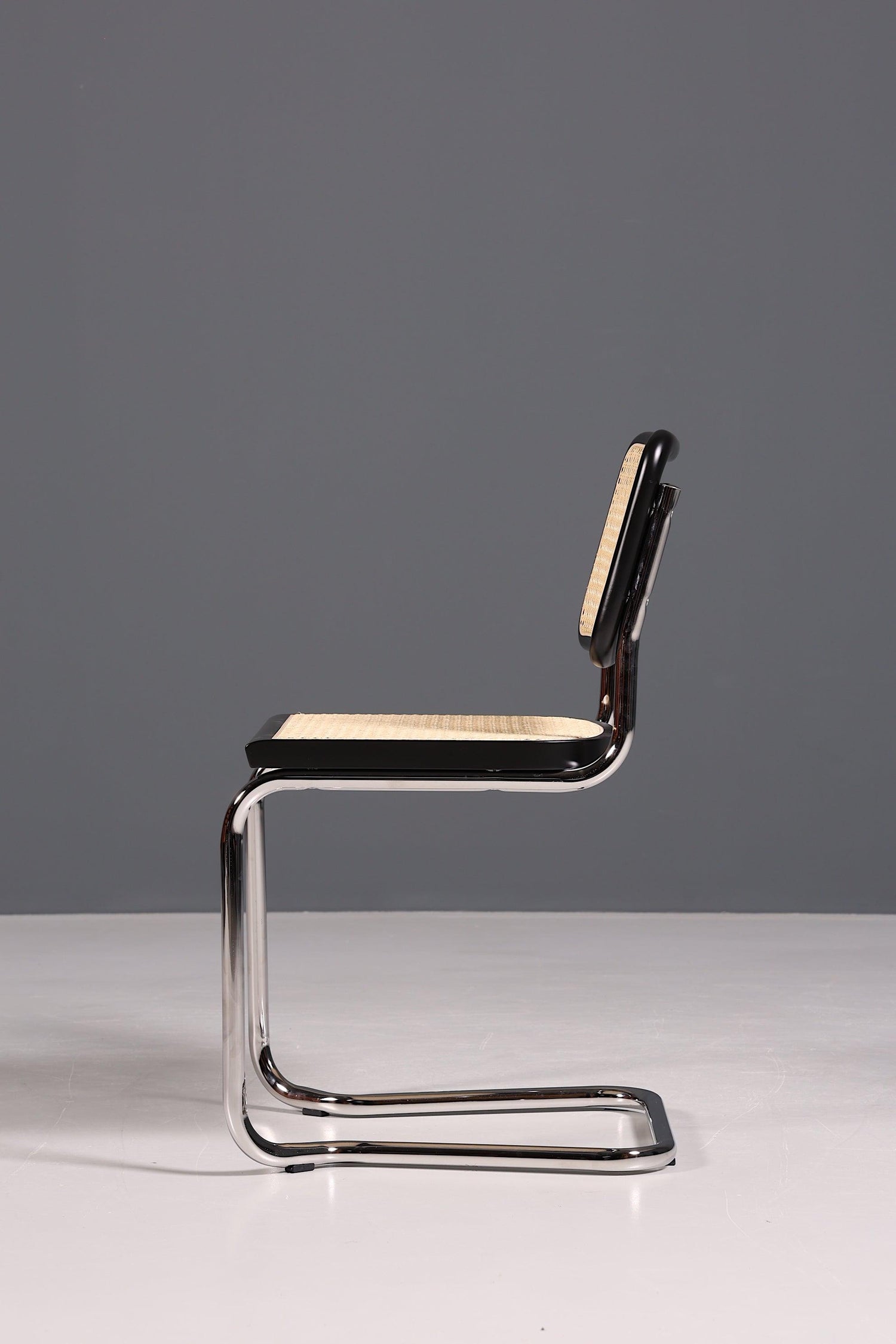 Korbgeflecht Freischwinger Stuhl "Milano" Made in Italy Schwarz Wippstuhl Esszimmer Stuhl Küchenstuhl