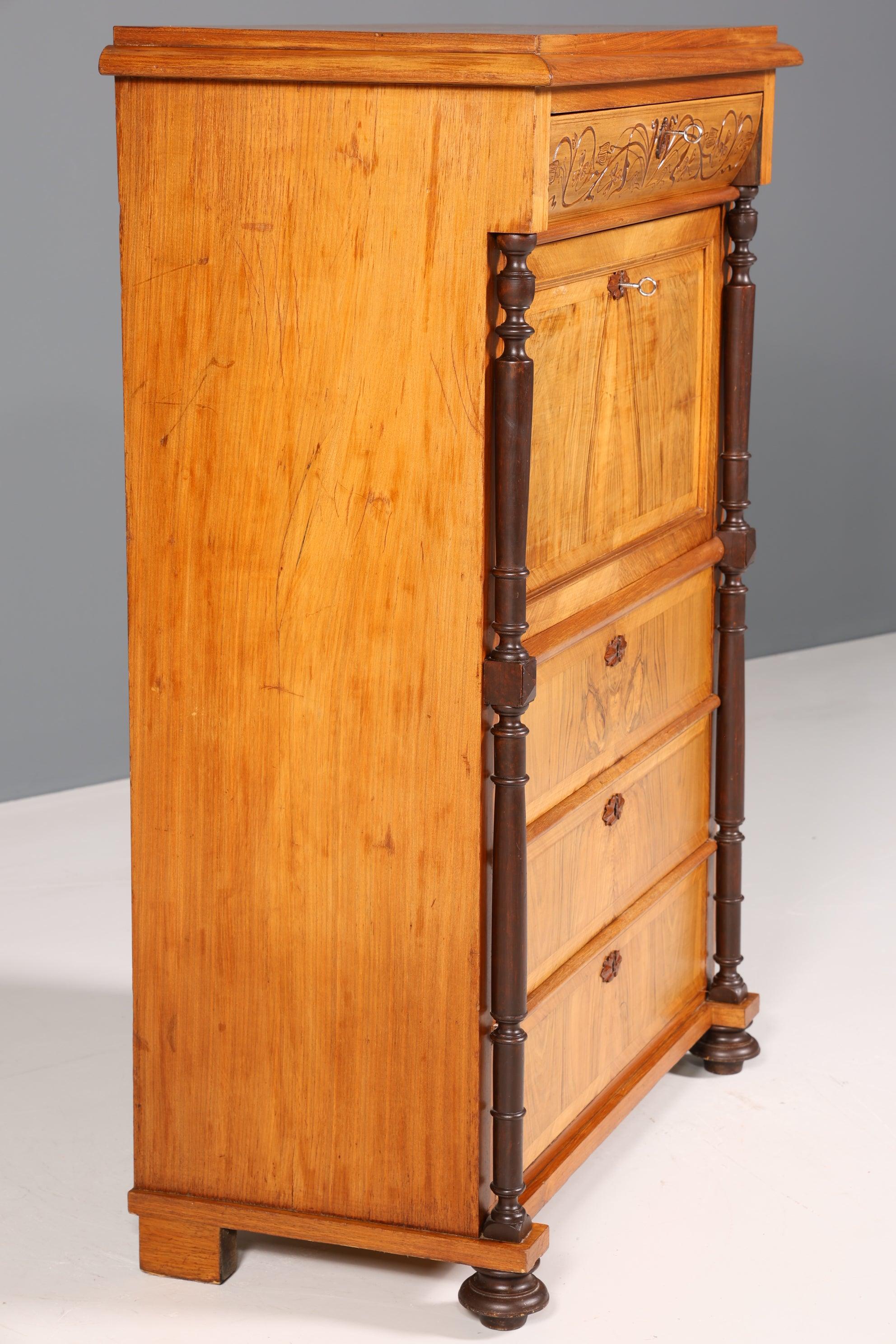 Stilvoller Gründerzeit Sekretär Vertiko Jugendstil Highboard Louis Philippe Kommode um 1880