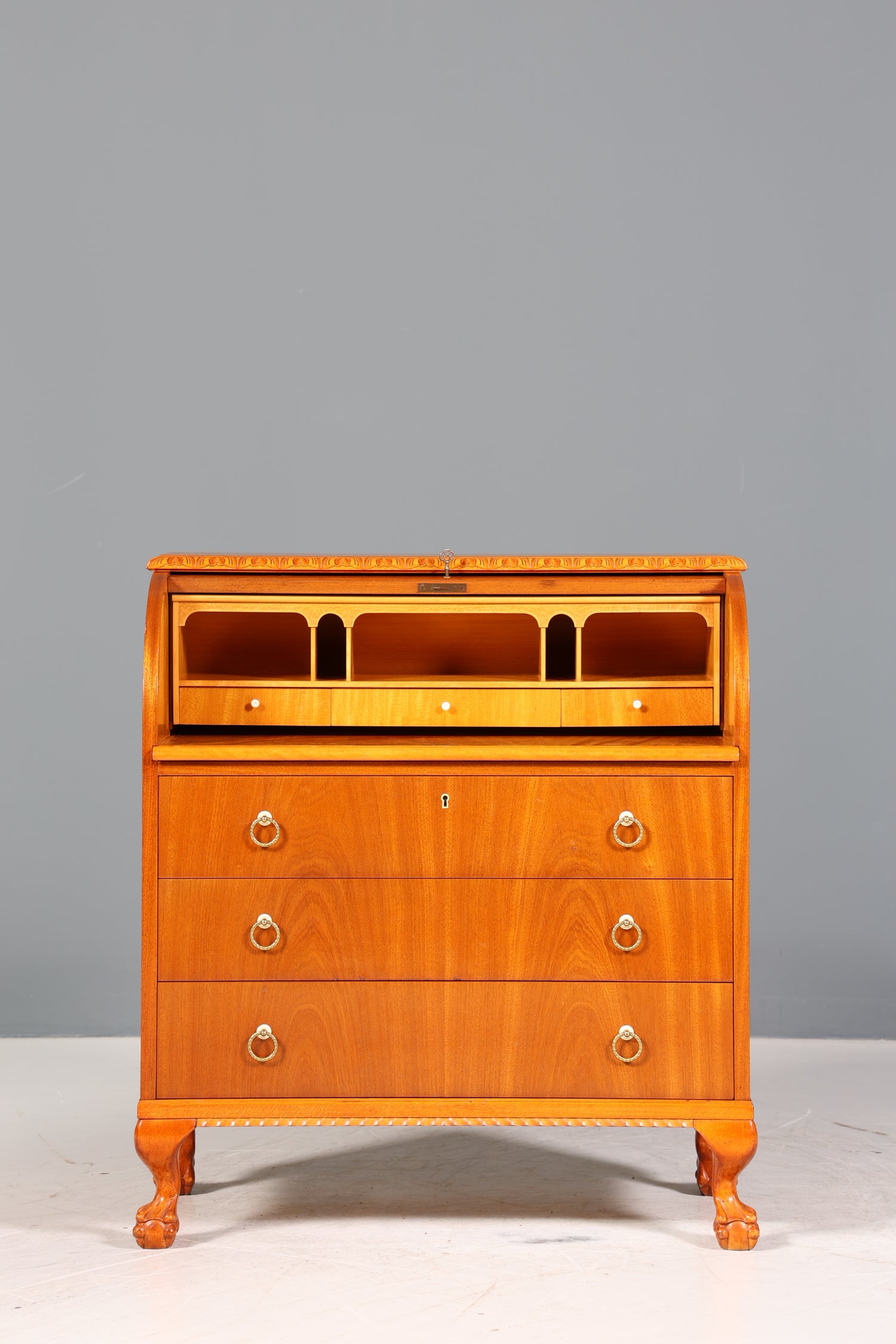 Traumhafter Rollladen Sekretär um 1930 Büro Kommode echt Holz Barock Stil Schreibtisch Bürokommode