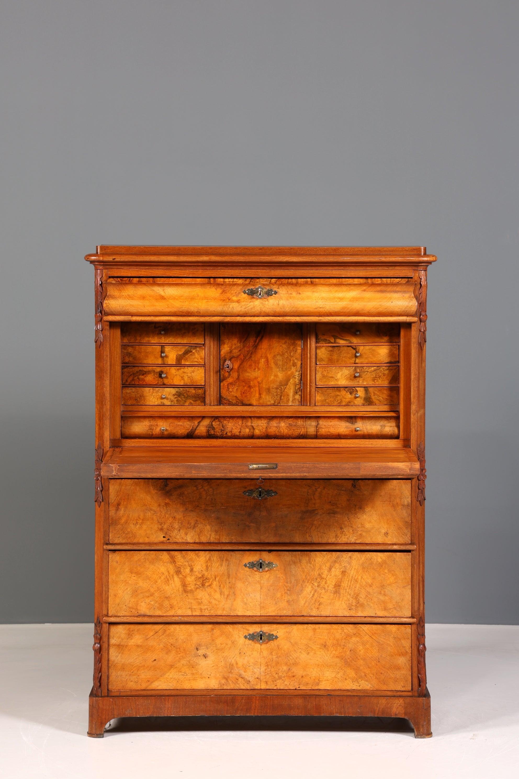 Stilvoller Jugendstil Sekretär Biedermeier Vertiko Antik Kommode um 1890 Schreibkommode