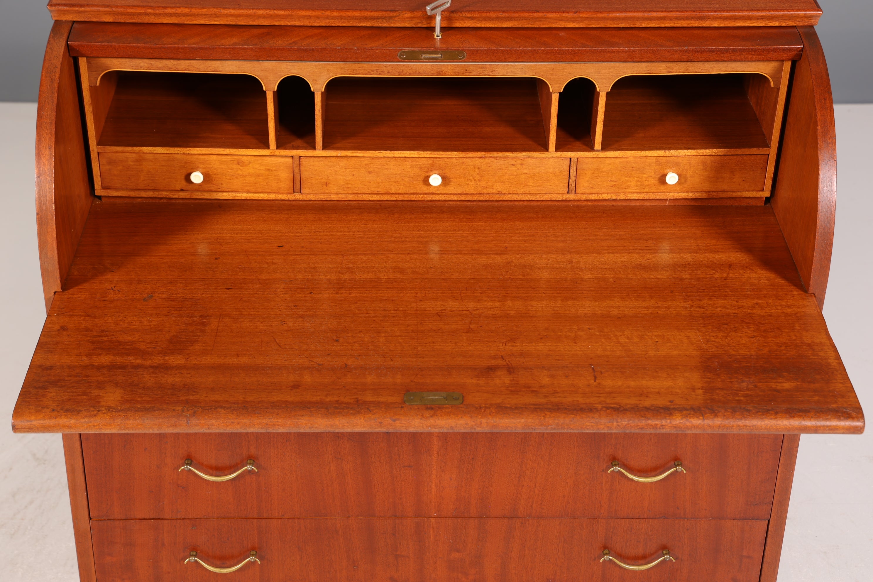 Mid Century Rollladen Sekretär von Bröderna Gustafssons Träindustri "Made in Sweden" Büro Schrank Schreibkommode 60s Schreibmöbel