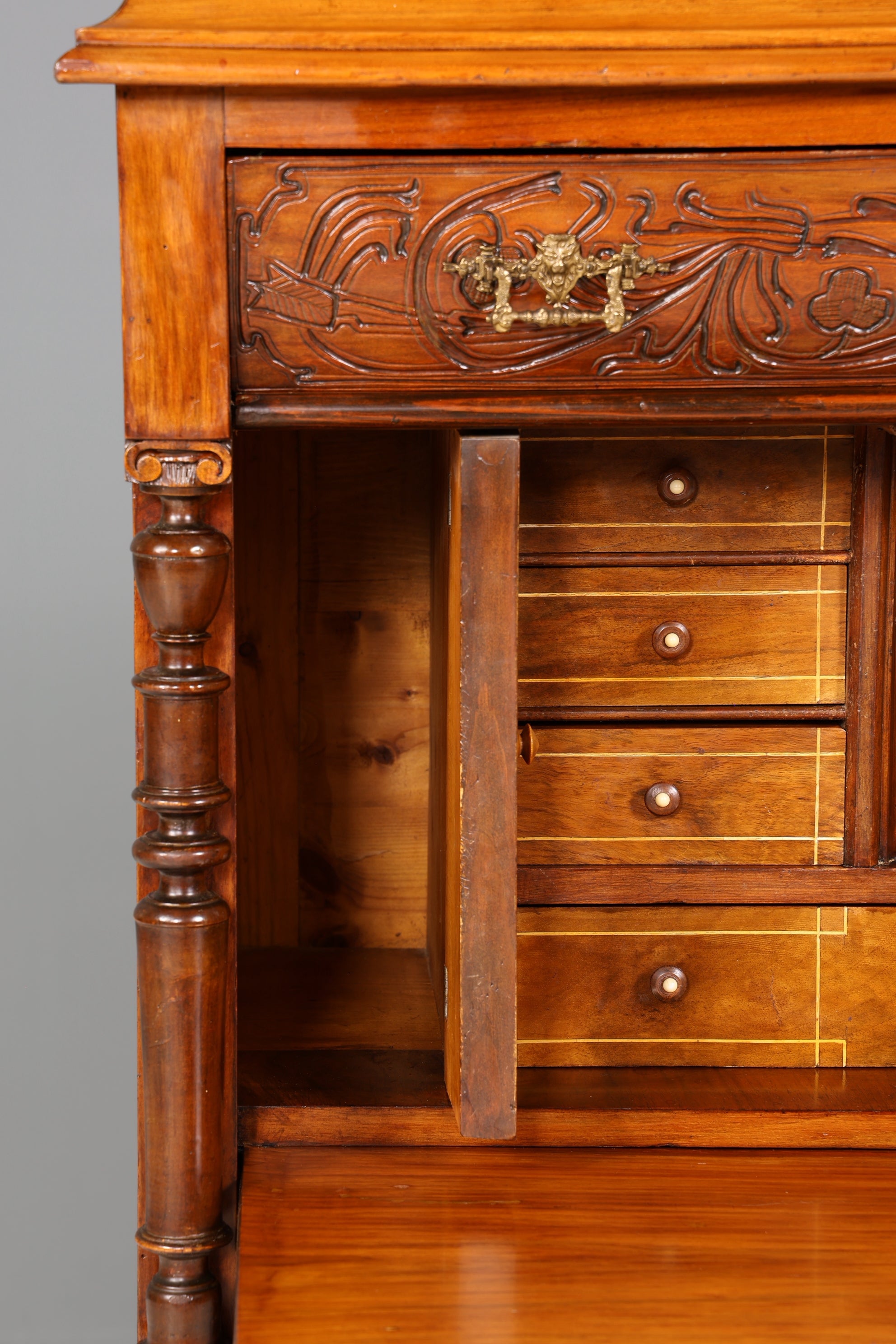 Wunderschöner Gründerzeit Sekretär Vertiko Highboard Jugendstil Kommode Schrank um 1880