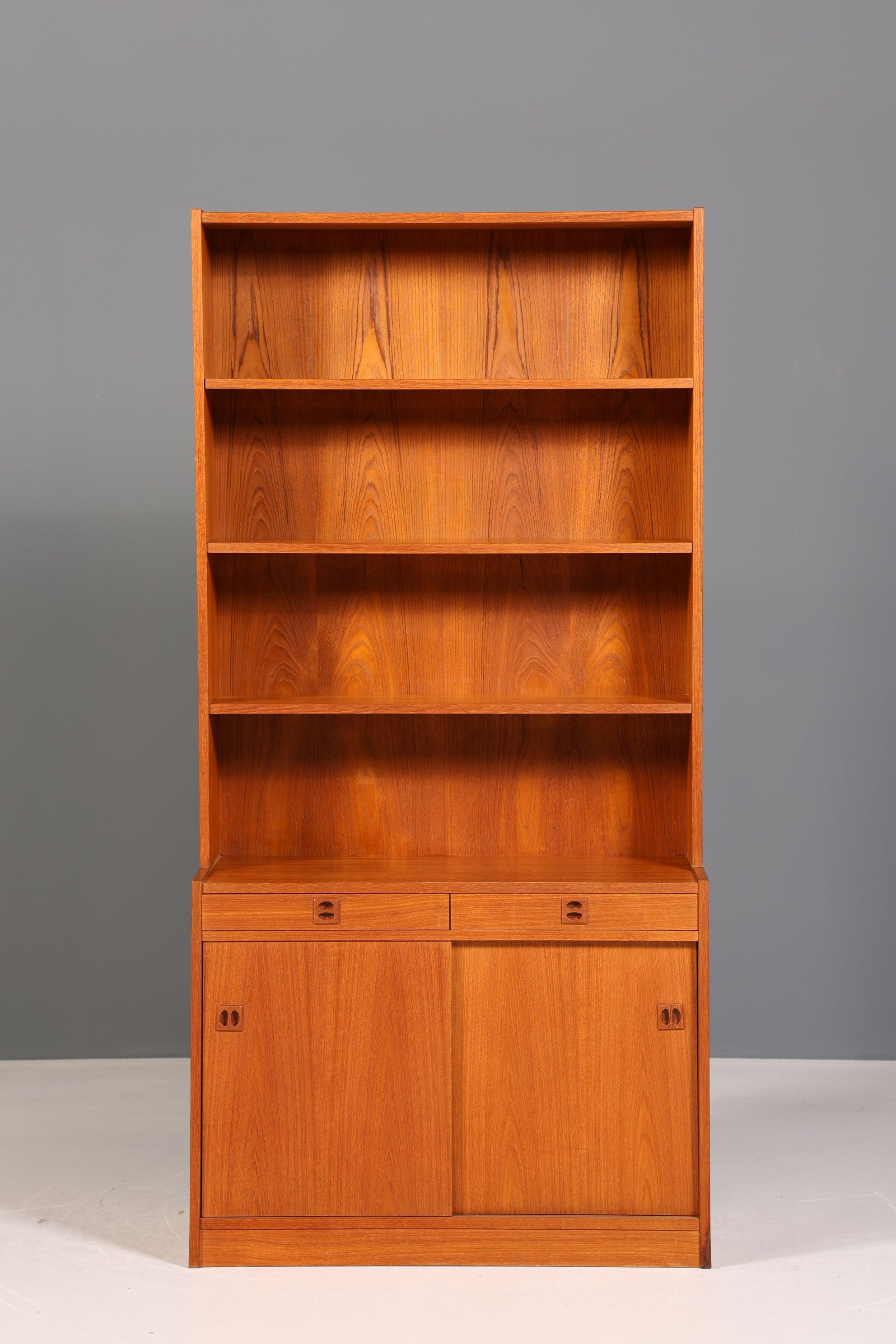 Wunderschönes Mid Century Regal Schiebetür Bücherregal Teak Holz Kommode 60er Jahre