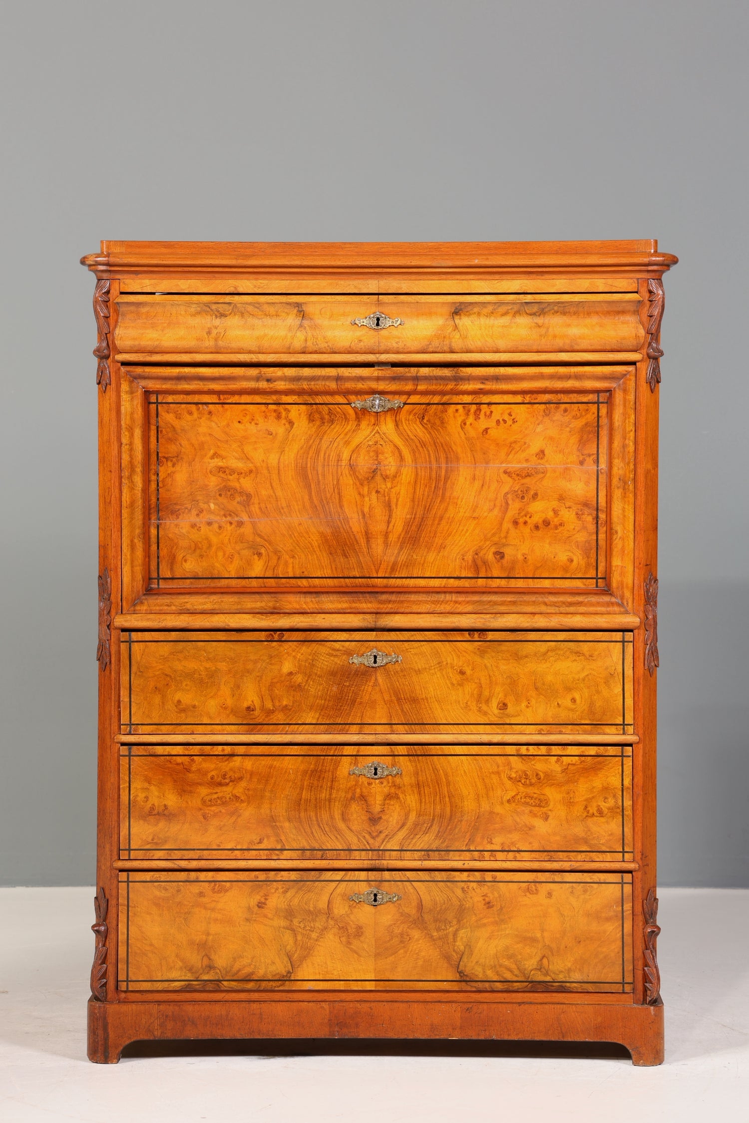 Stilvoller Louis Philippe Sekretär um 1880 Gründerzeit Antik Vertiko Schrank Chiffoniere Schubladenkommode