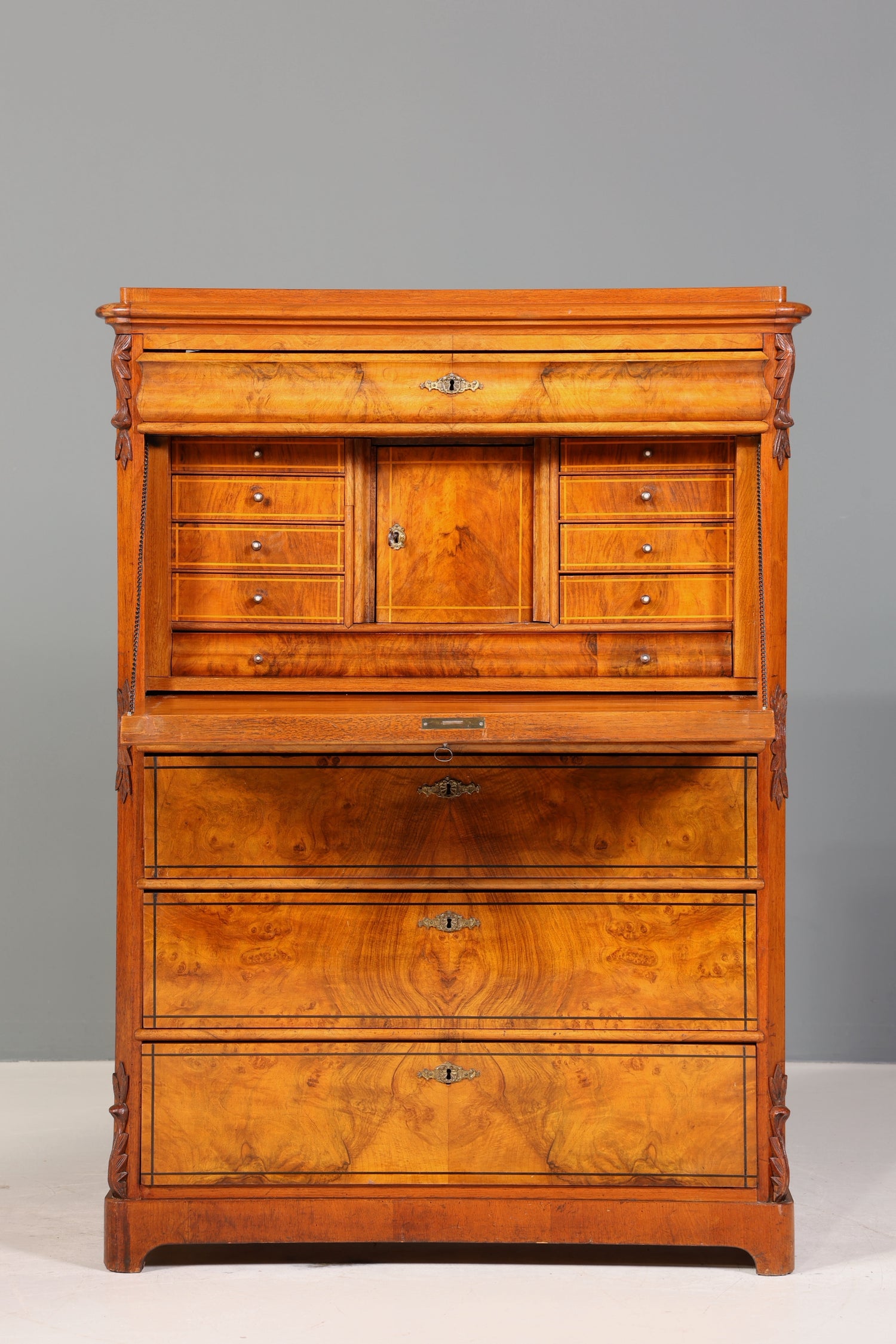 Stilvoller Louis Philippe Sekretär um 1880 Gründerzeit Antik Vertiko Schrank Chiffoniere Schubladenkommode