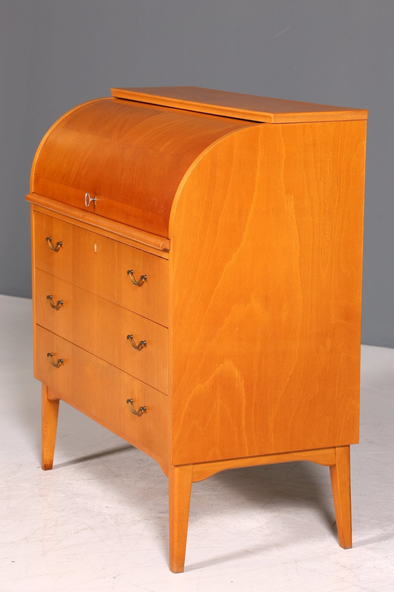 Wunderschöner Mid Century Rollladen Sekretär echt Holz Büro Schrank Vintage Schreibkommode