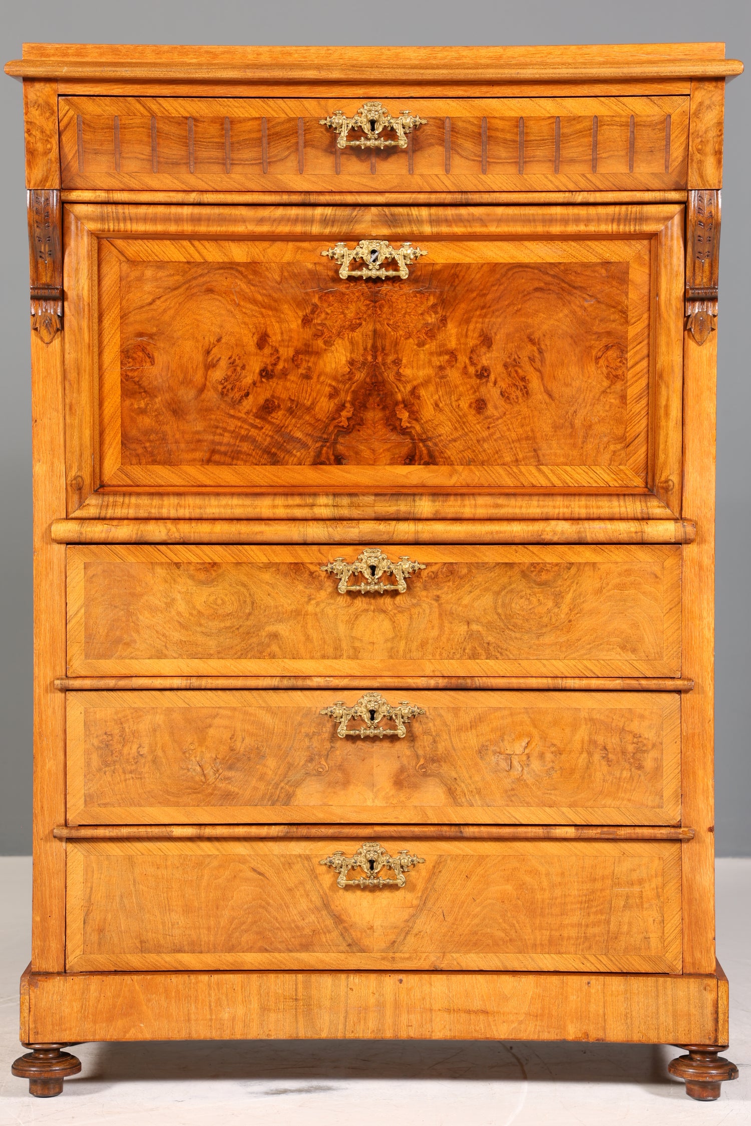 Edler Gründerzeit Sekretär Vertiko Highboard Louis Philippe Kommode Sekretär Schrank um 1880
