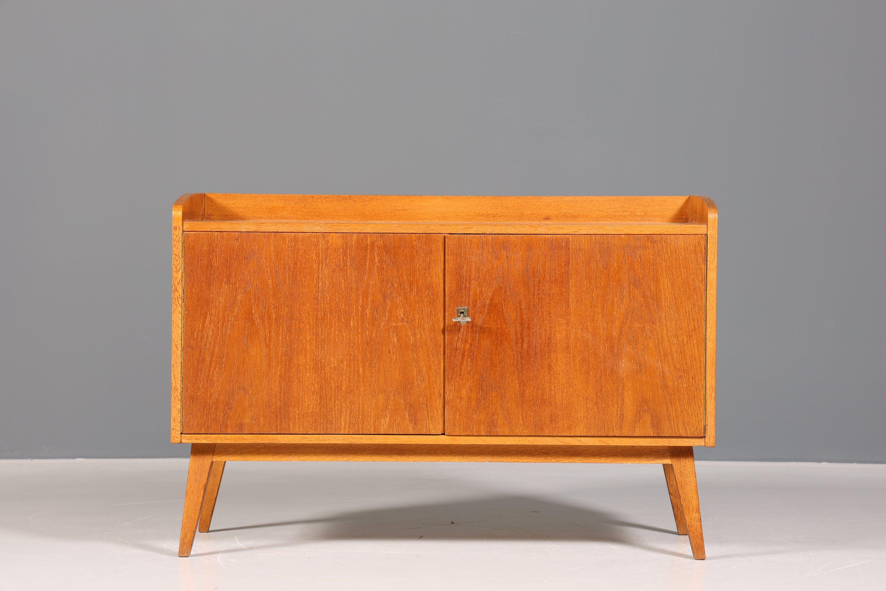 Schlichte Mid Century Kommode Vintage echt Holz Schrank Retro Flur Kommode 60er Jahre