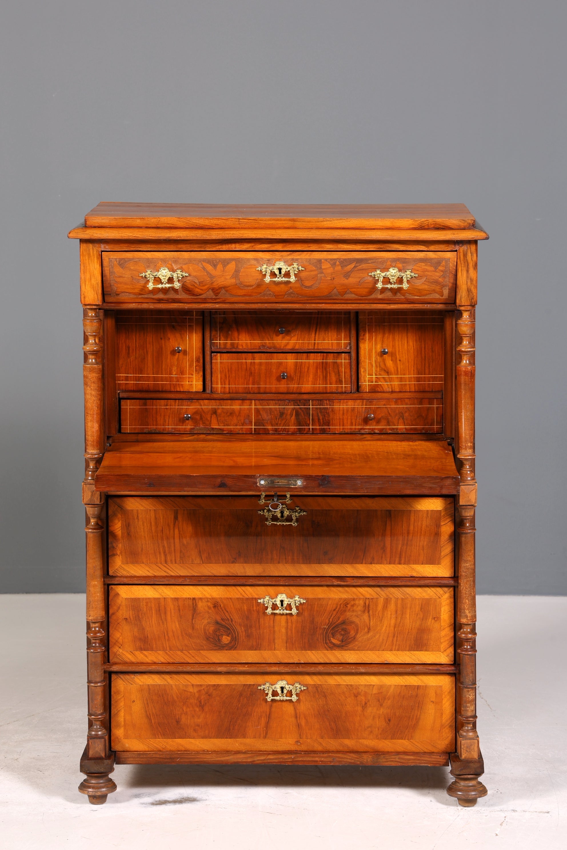 Edler Gründerzeit Sekretär Vertiko Highboard Louis Philippe Kommode um 1880