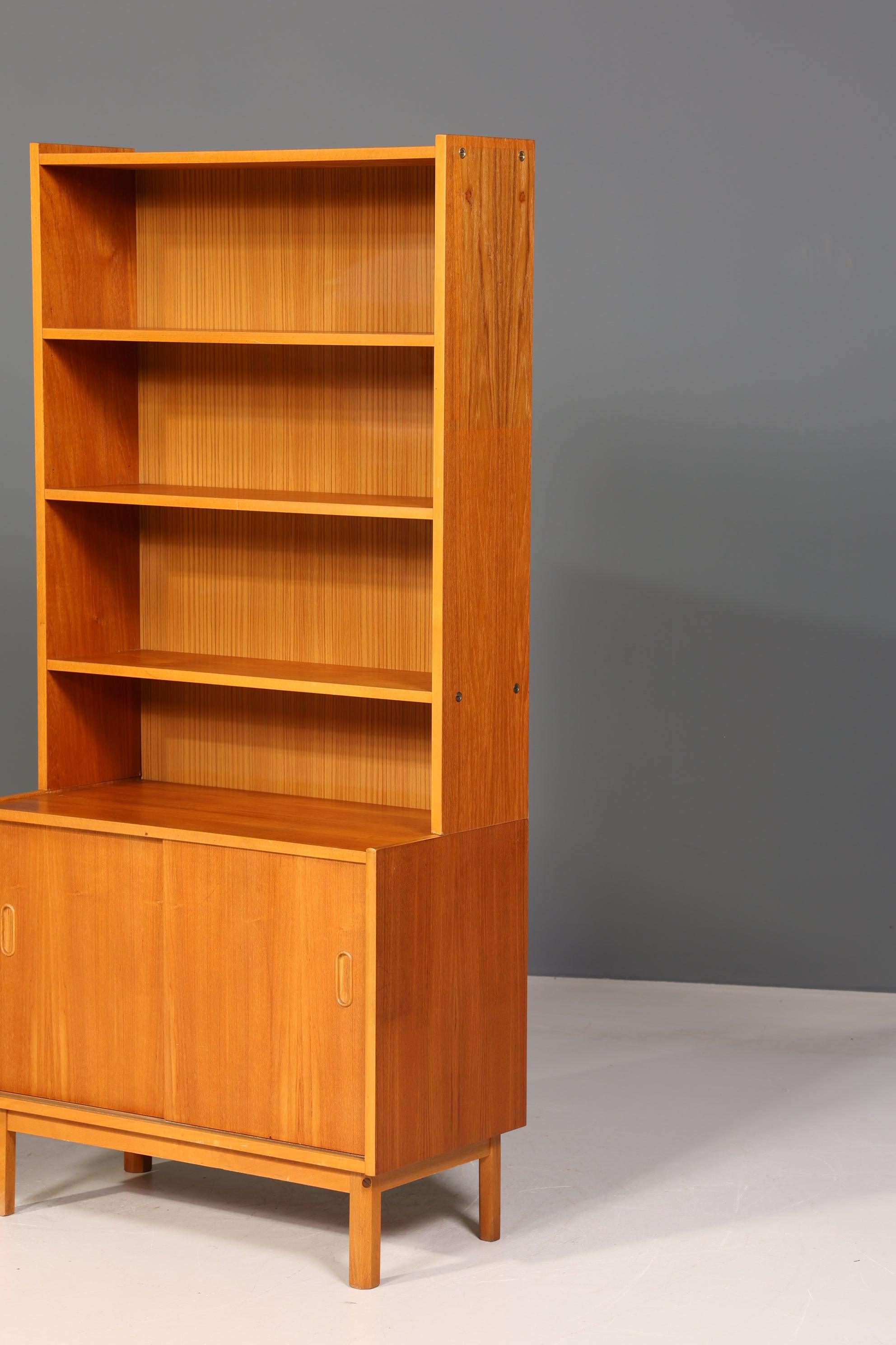 Schlichtes Mid Century Bücherregal Danish Design Schrank Retro Kommode "Made in Denmark" Schiebetür Regal Vintage 1 von 2