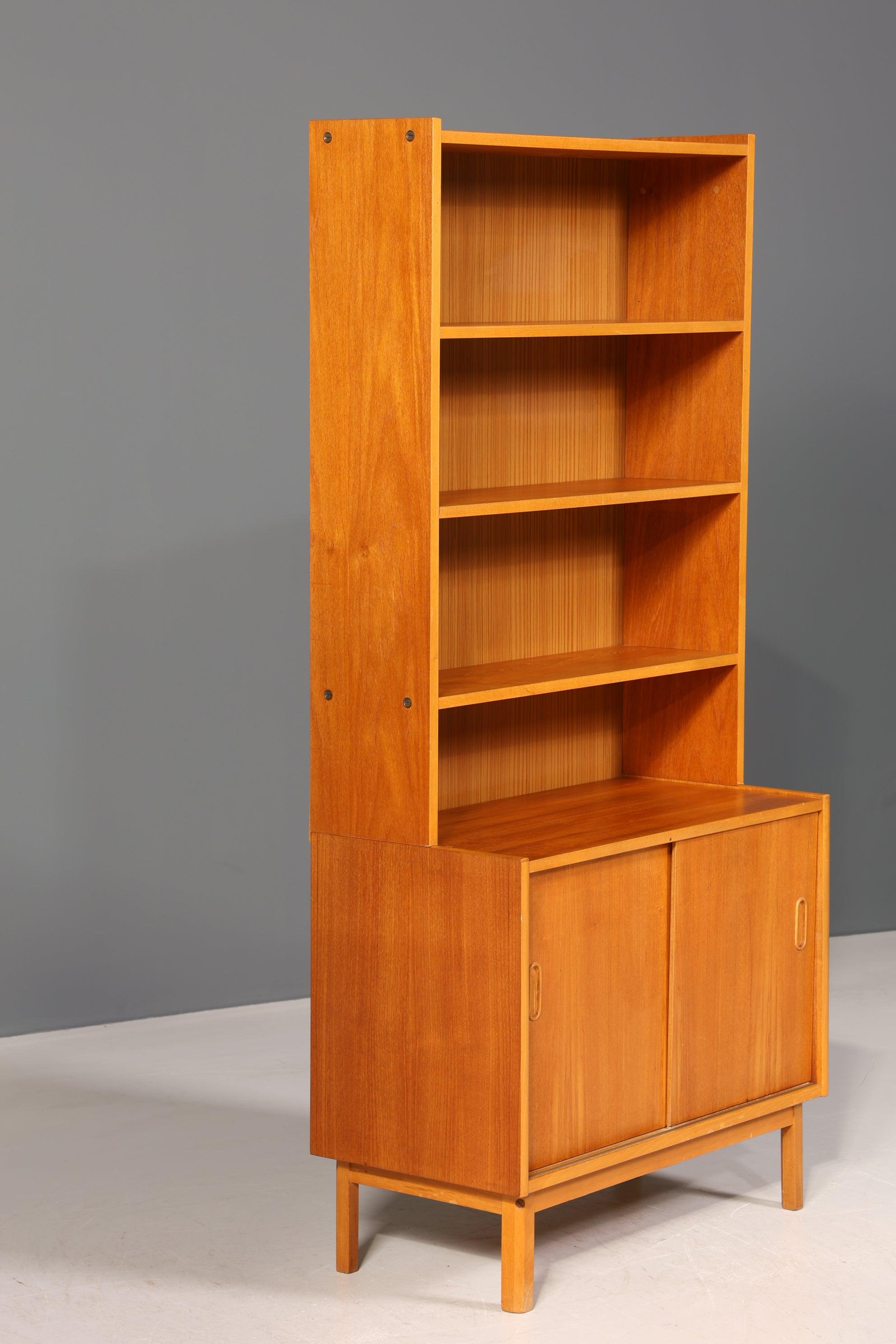 Schlichtes Mid Century Bücherregal Danish Design Schrank Retro Kommode "Made in Denmark" Schiebetür Regal Vintage 1 von 2