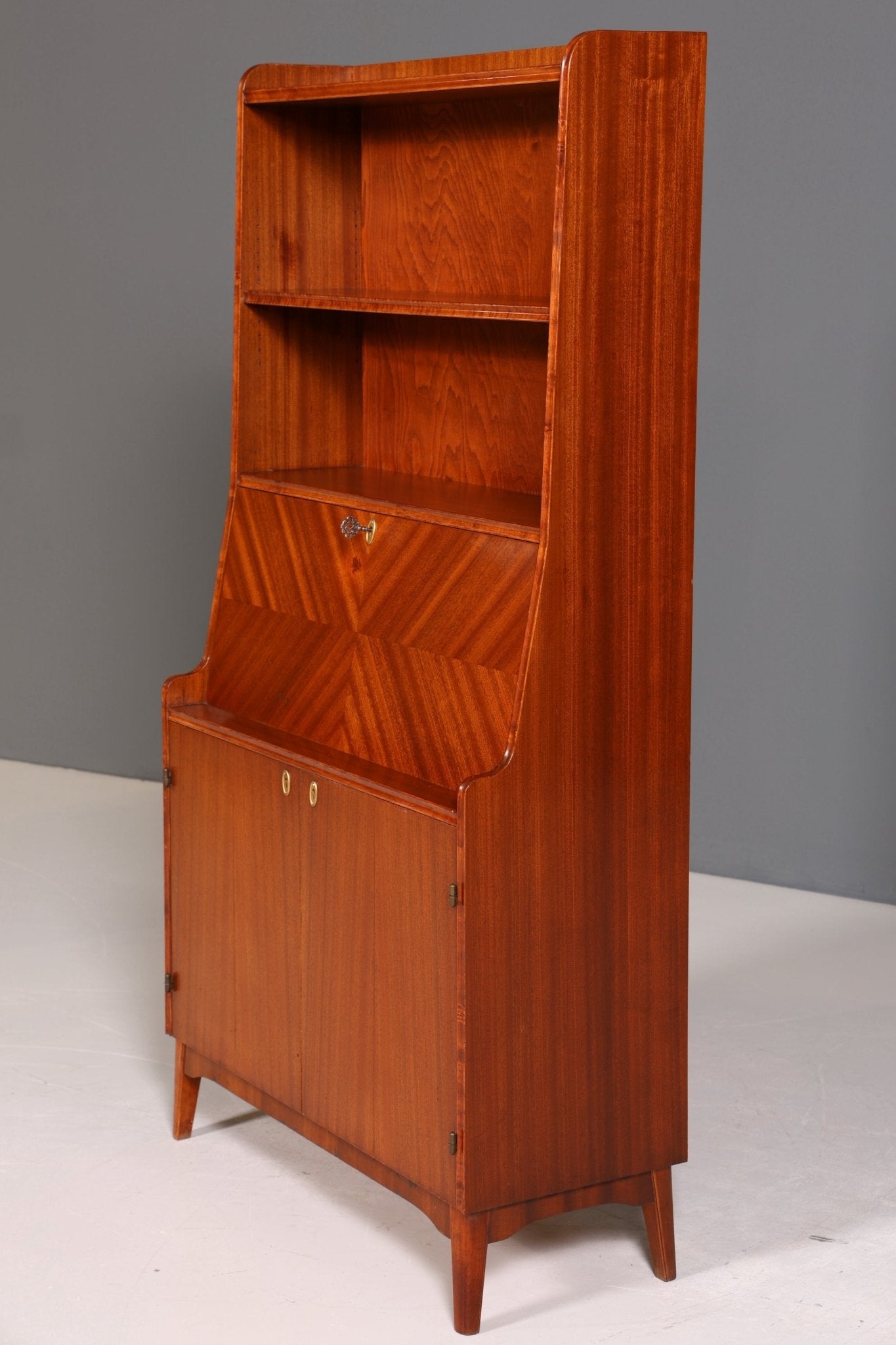 Wunderschöner Mid Century Schrank Bücherregal Vintage Sekretär Highboard Holz Regal