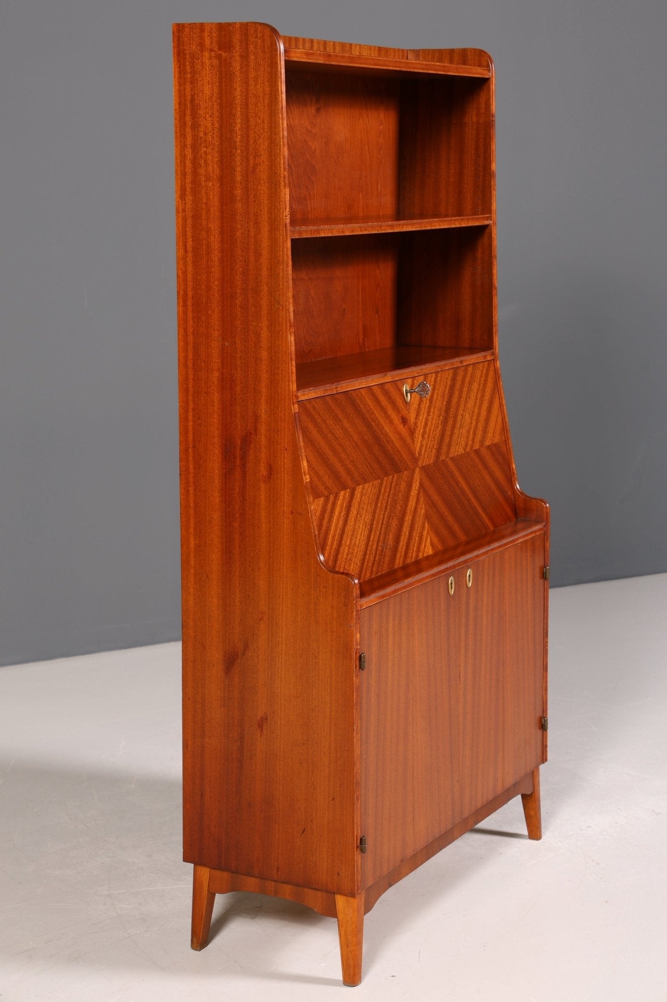 Wunderschöner Mid Century Schrank Bücherregal Vintage Sekretär Highboard Holz Regal