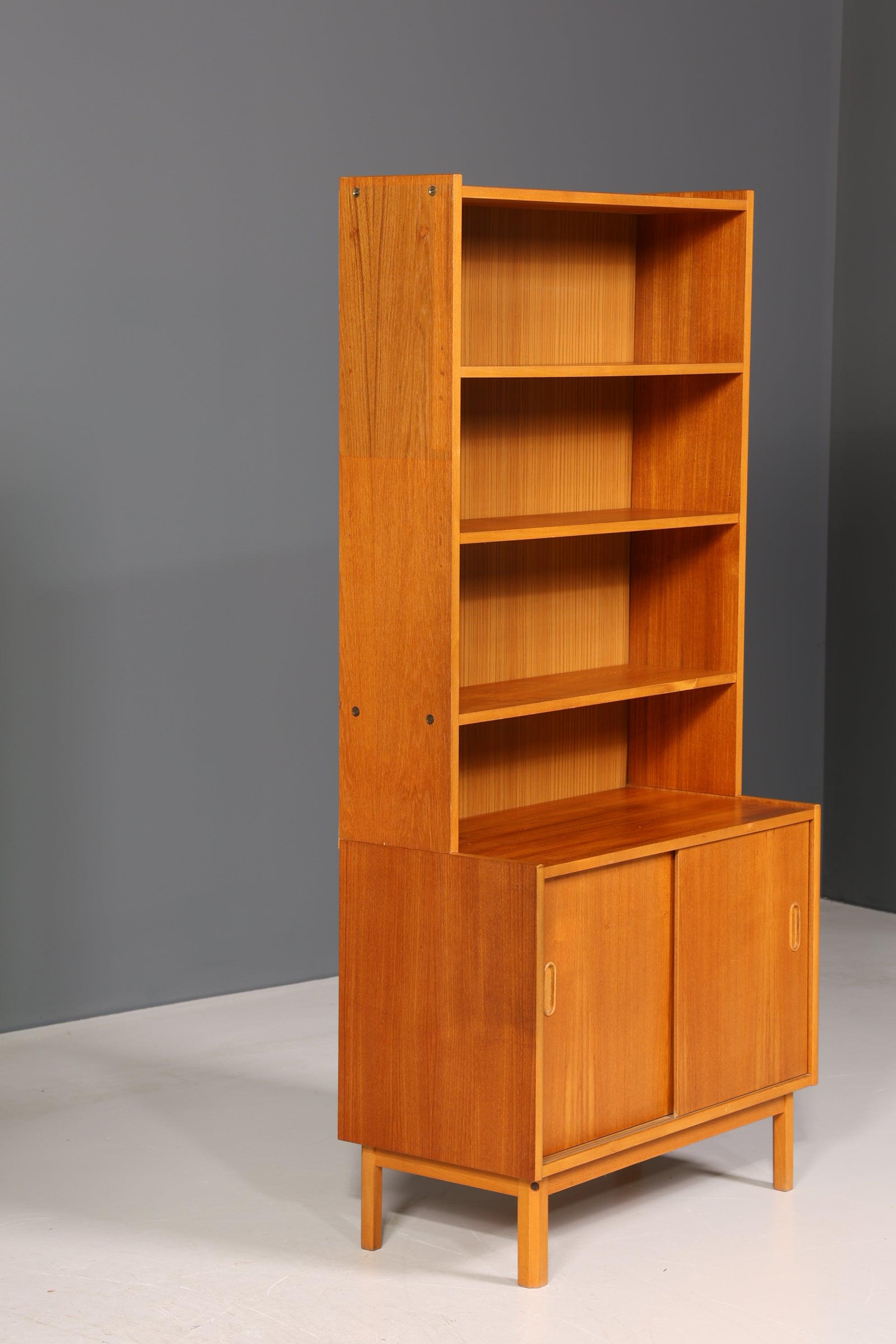 Schlichtes Mid Century Bücherregal Danish Design Schrank Retro Kommode "Made in Denmark" Schiebetür Regal Vintage 2 von 2