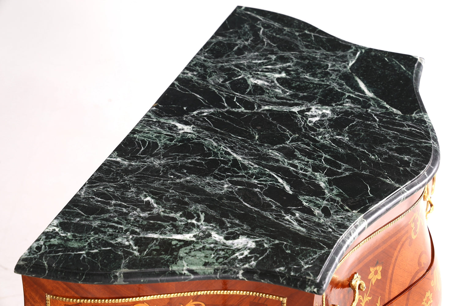 Wunderschöne Bauchige Barock Kommode Messing Marmor Louis XV Sideboard Antik Stil