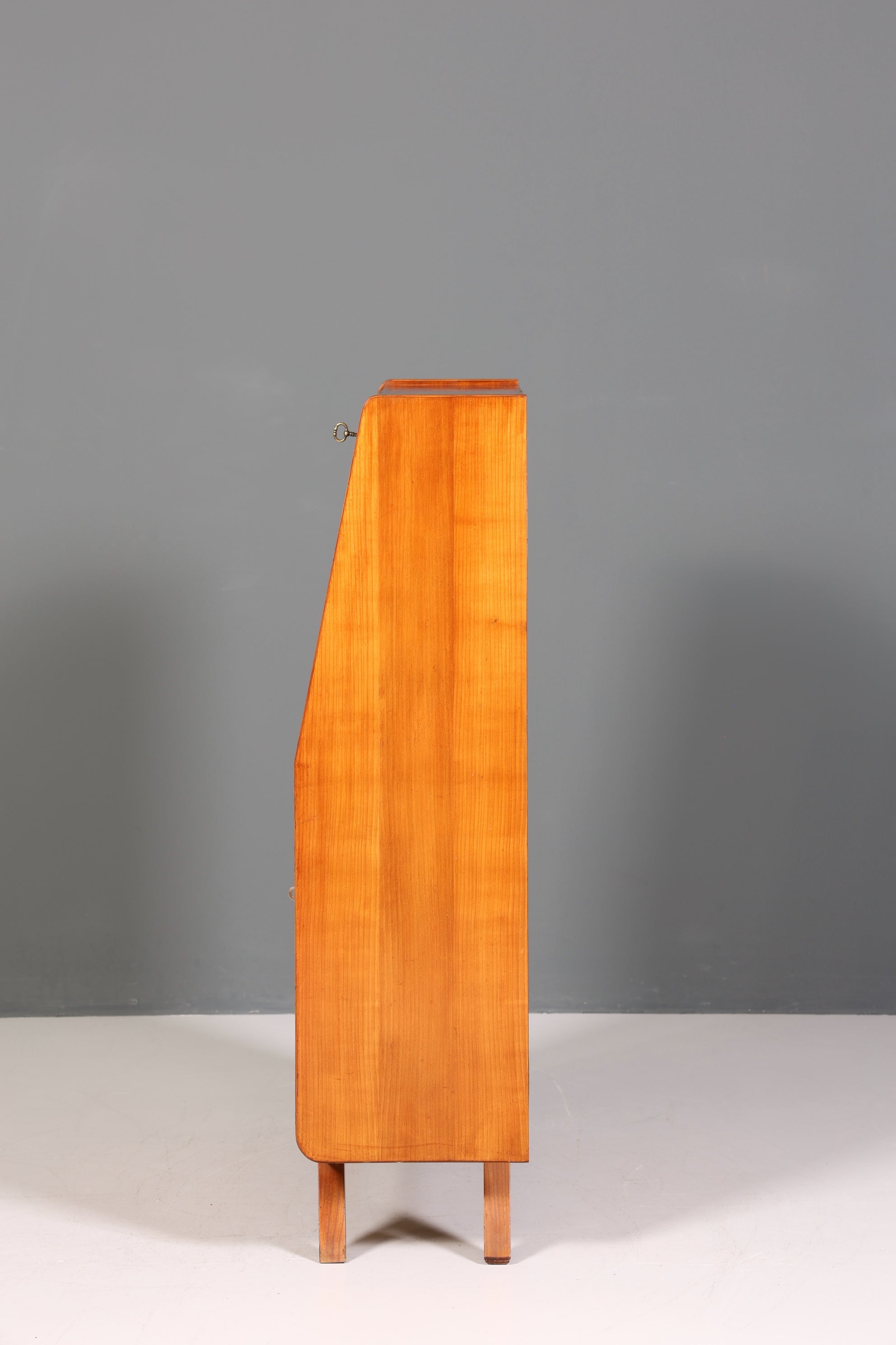 F222 Finish cm Schlichter Mid Century Sekretär Vintage Schreibmöbel echt Holz Kommode Office Secretary