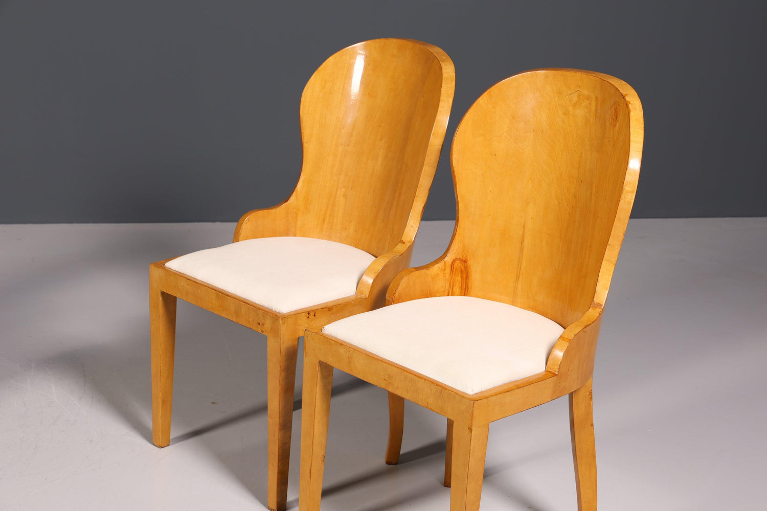 4x Wunderschöne Art Deco Stil Stühle Biedermeier Stil Sekretär Stuhl Set Birke Esszimmer Stühle