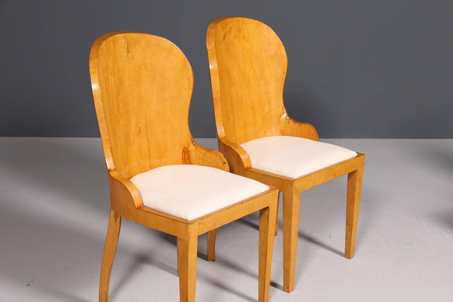 4x Wunderschöne Art Deco Stil Stühle Biedermeier Stil Sekretär Stuhl Set Birke Esszimmer Stühle