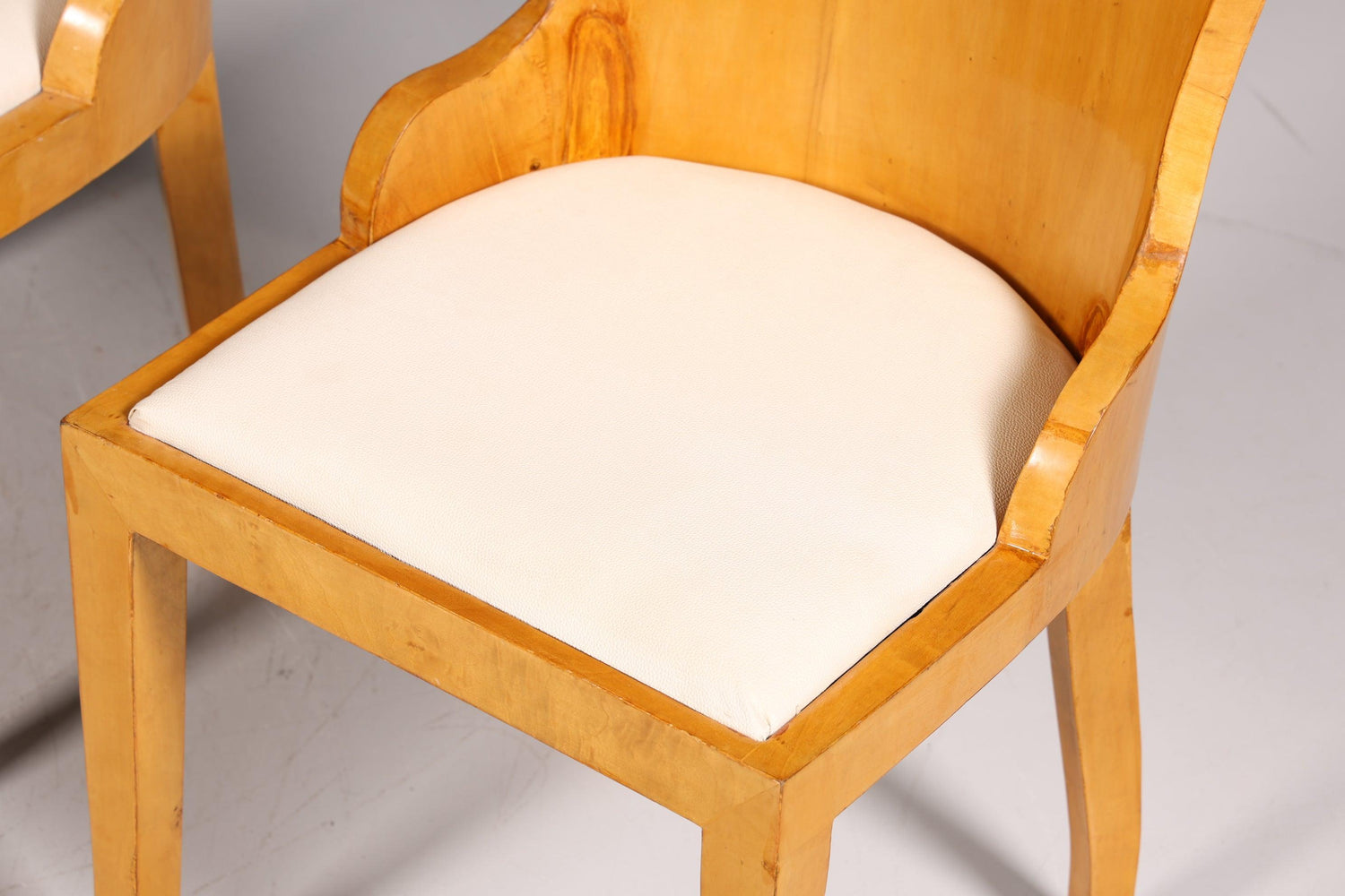 4x Wunderschöne Art Deco Stil Stühle Biedermeier Stil Sekretär Stuhl Set Birke Esszimmer Stühle