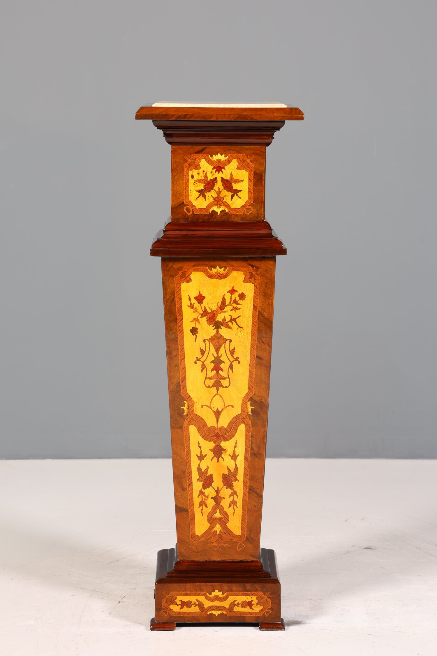 Wunderschöne Barock Stil Säule Louis XV Blumensäule Naturstein Marmor Intarsien Ablage Tisch