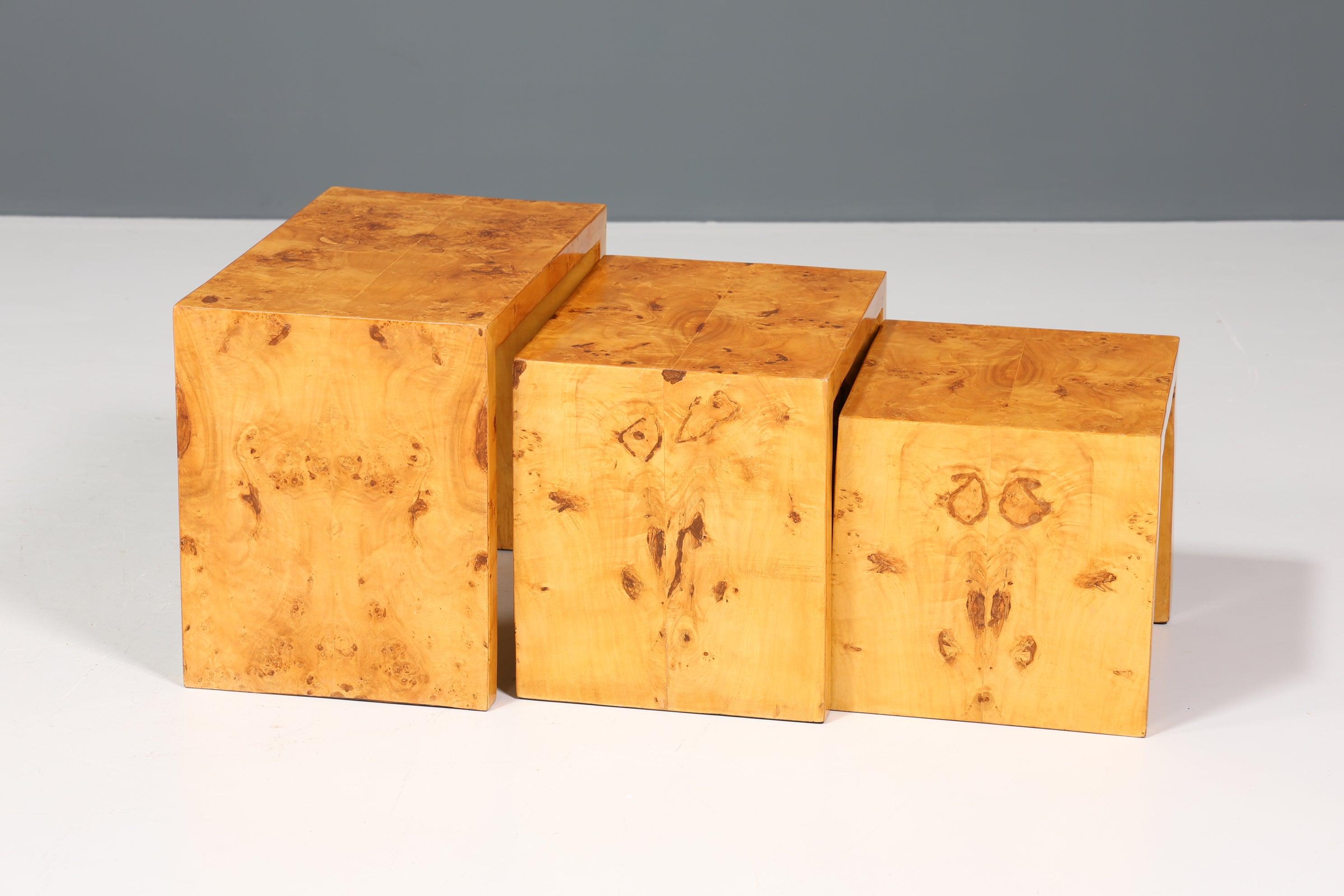 Wunderschöner Art Deco Design Beistelltische Kult Birke 3er Satz Couchtisch Set