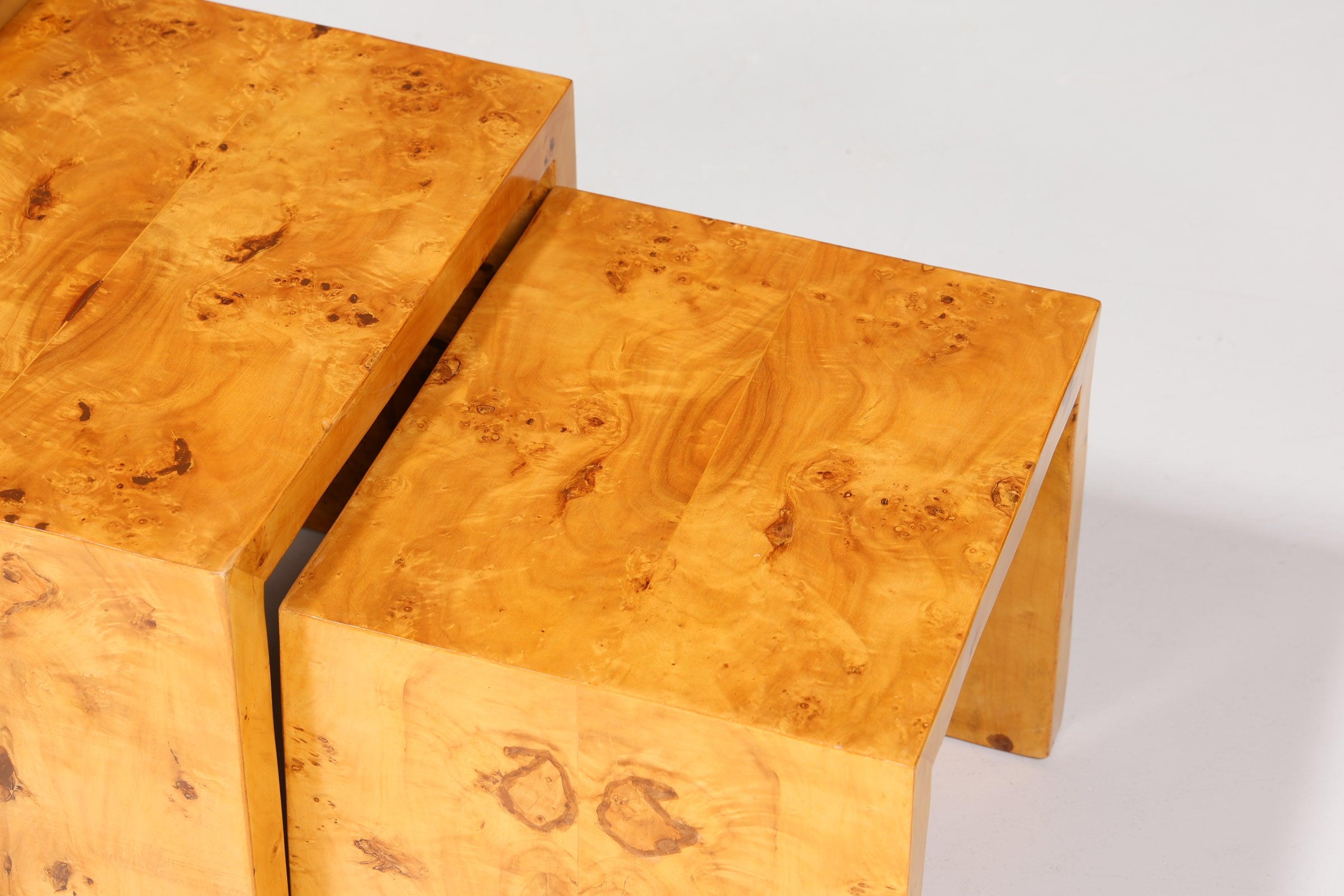 Wunderschöner Art Deco Design Beistelltische Kult Birke 3er Satz Couchtisch Set