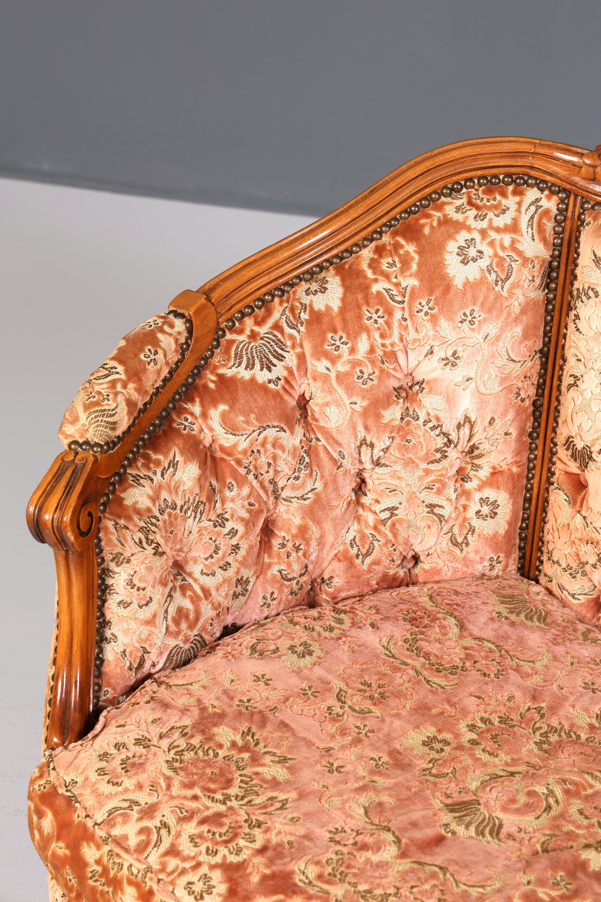 Wunderschönes Chippendale Sofa Barock Stil Couch Samt Stoff Rococo 2 Sitzer Canapé