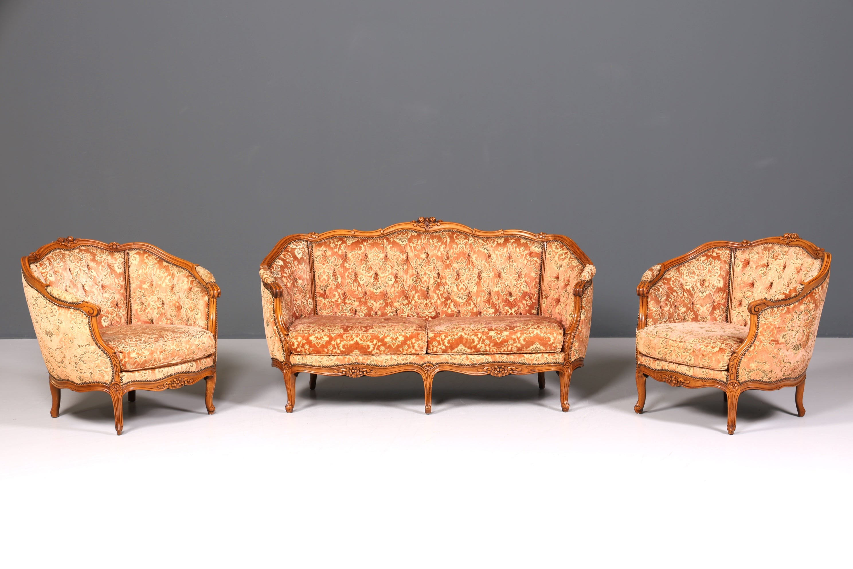 Wunderschönes Chippendale Sofa Barock Stil Couch Samt Stoff Rococo 2 Sitzer Canapé