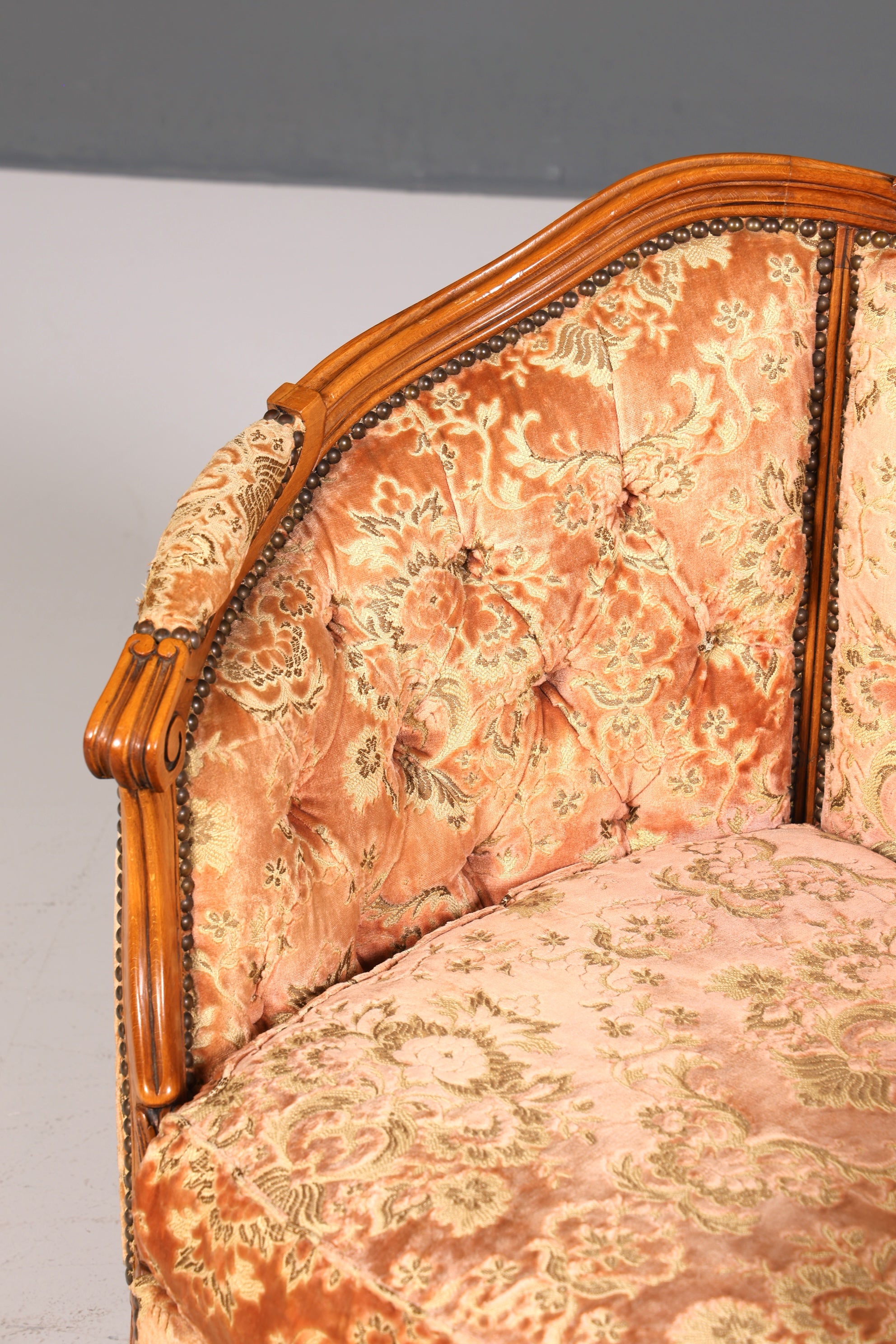 Wunderschöner Chippendale Armlehnsessel Barock Stil Sessel Armchair Samt Stoff Rococo Stil Sessel 1 von 2