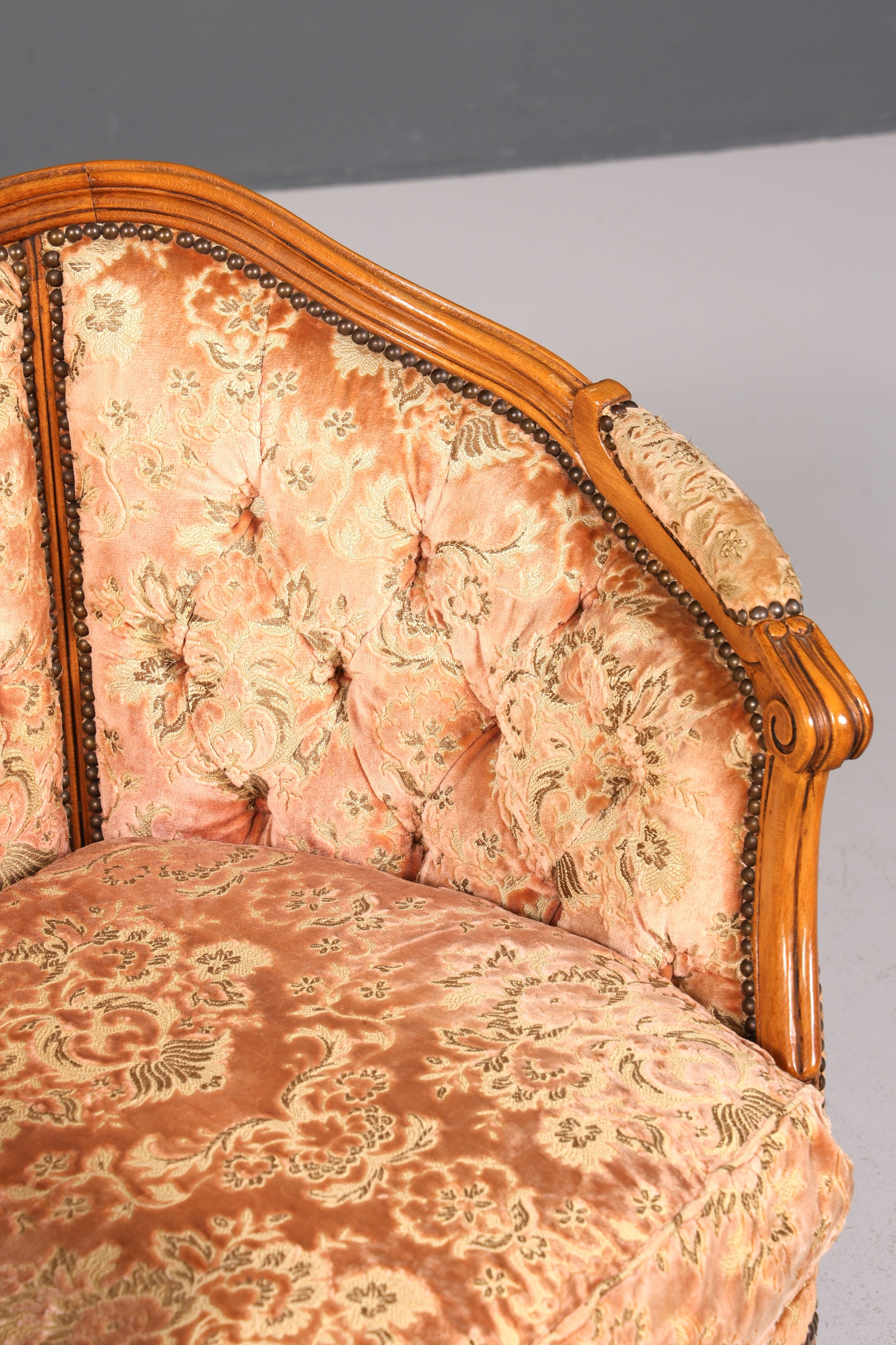 Wunderschöner Chippendale Armlehnsessel Barock Stil Sessel Armchair Samt Stoff Rococo Stil Sessel 1 von 2