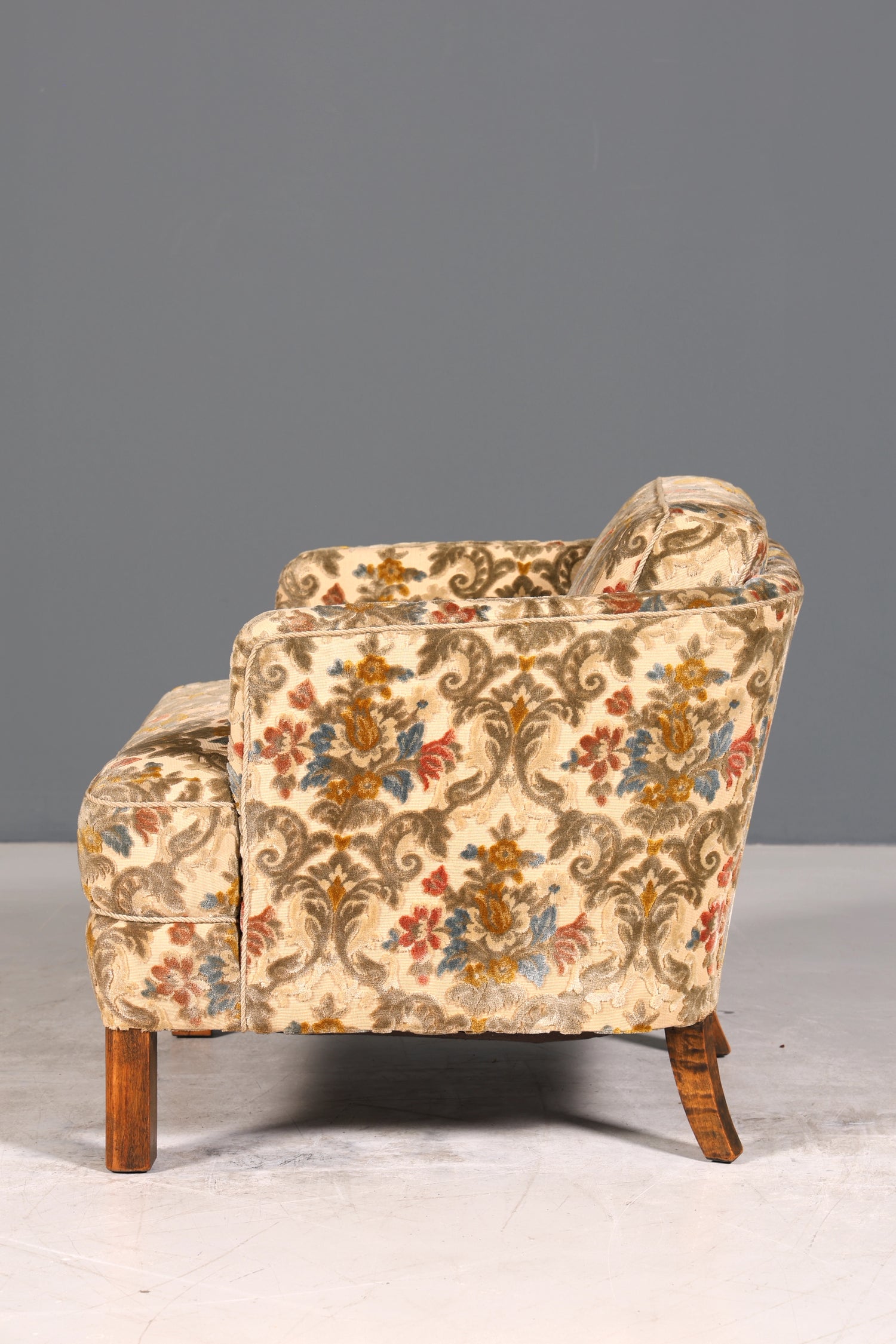 Wunderschöner Chippendale Sessel Art Deco Stil Lounge Floraler Samt Stoff Sessel 1 von 2