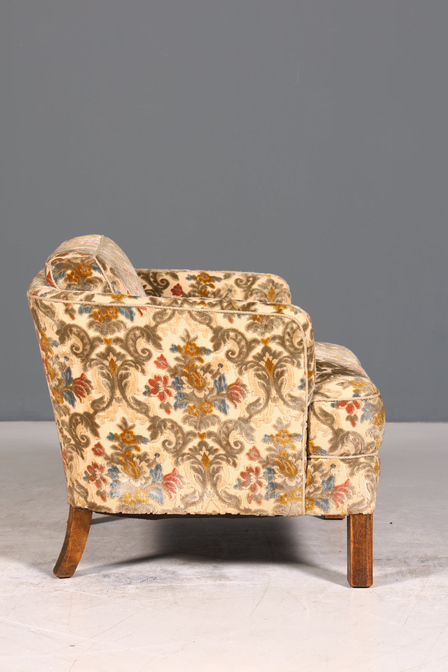 Wunderschöner Chippendale Sessel Art Deco Stil Lounge Floraler Samt Stoff Sessel 1 von 2