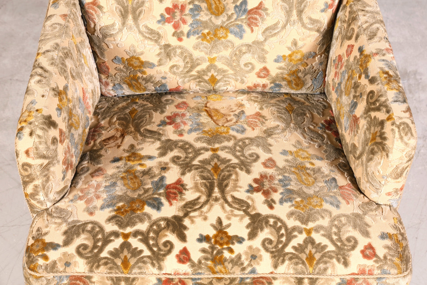 Wunderschöner Chippendale Sessel Art Deco Stil Lounge Floraler Samt Stoff Sessel 1 von 2