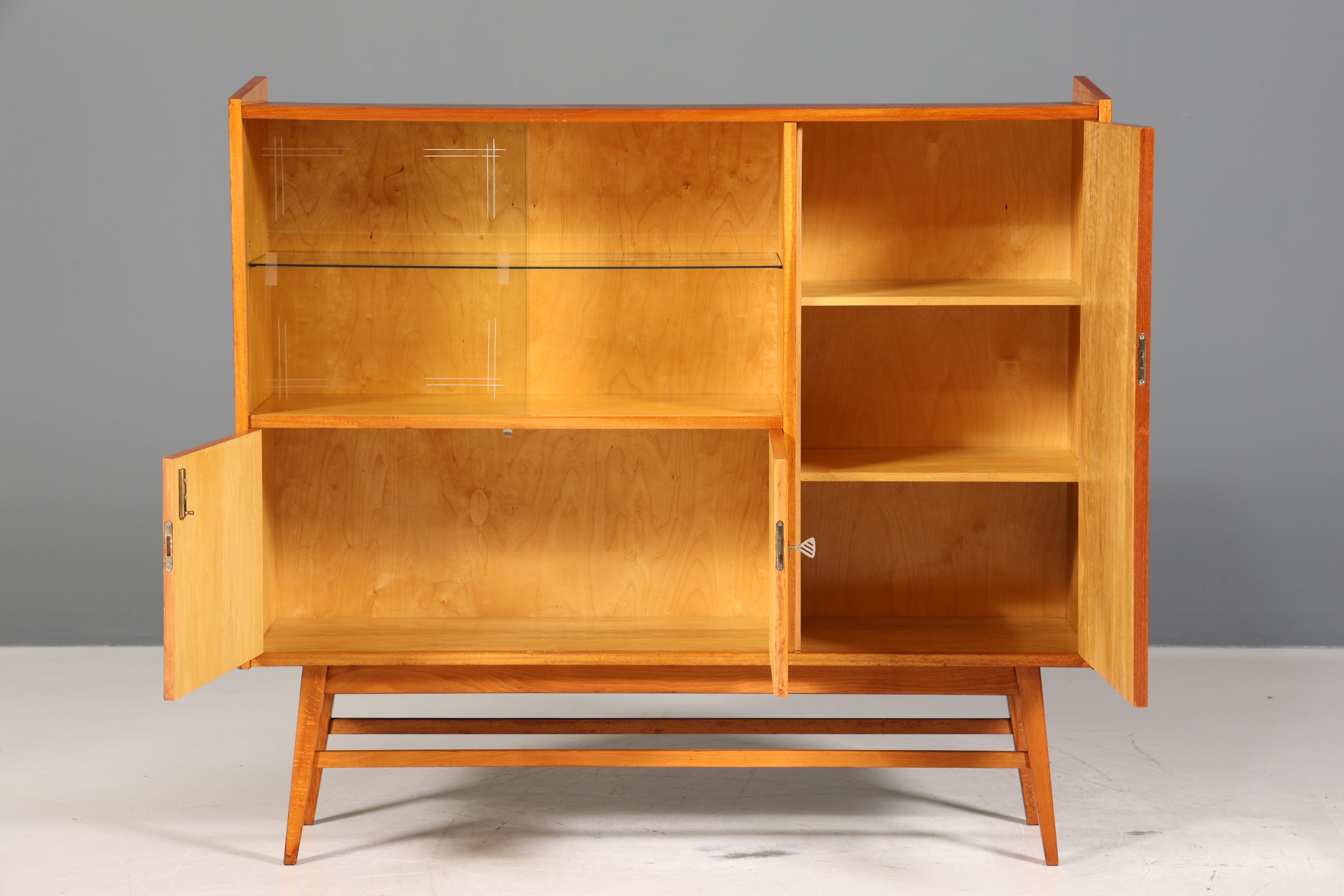 Wunderschönes Mid Century Highboard Retro Vitrine Bücherregal Schrank Kommode 60s