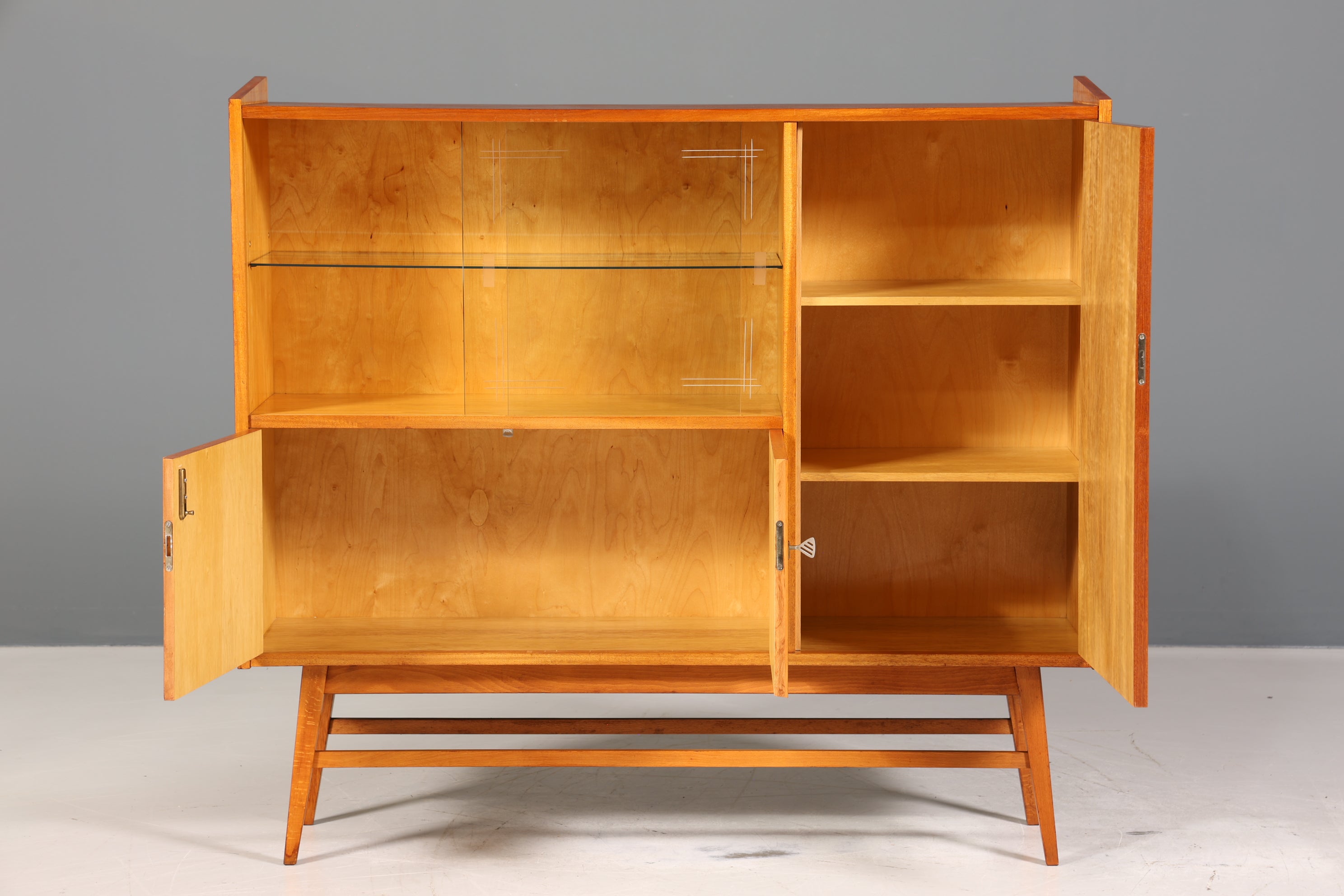 Wunderschönes Mid Century Highboard Retro Vitrine Bücherregal Schrank Kommode 60s
