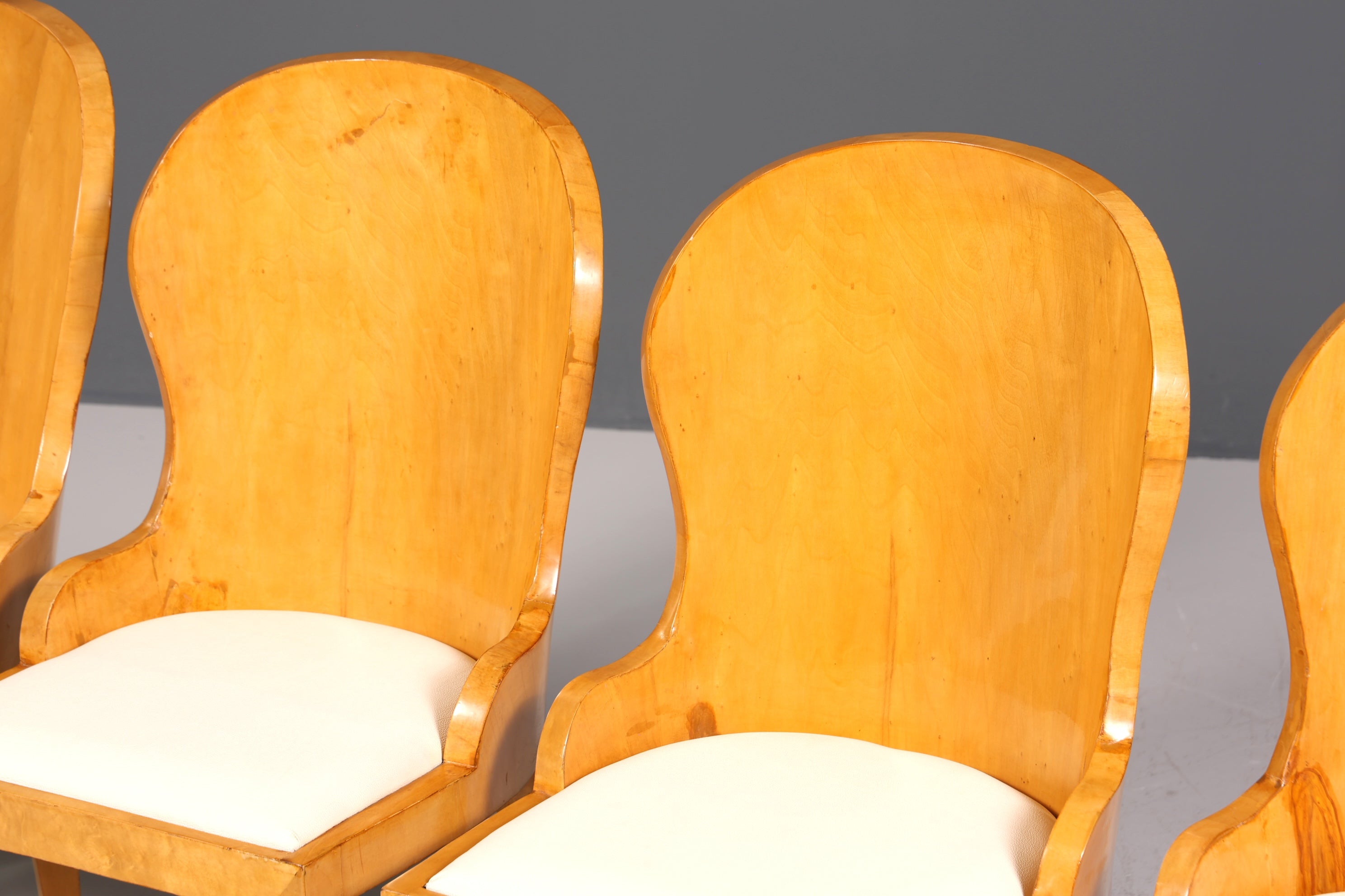 4x Stilvolle Art Deco Design Stühle Biedermeier Stil Stuhlset Birke Esszimmer Stühle Stuhl Set