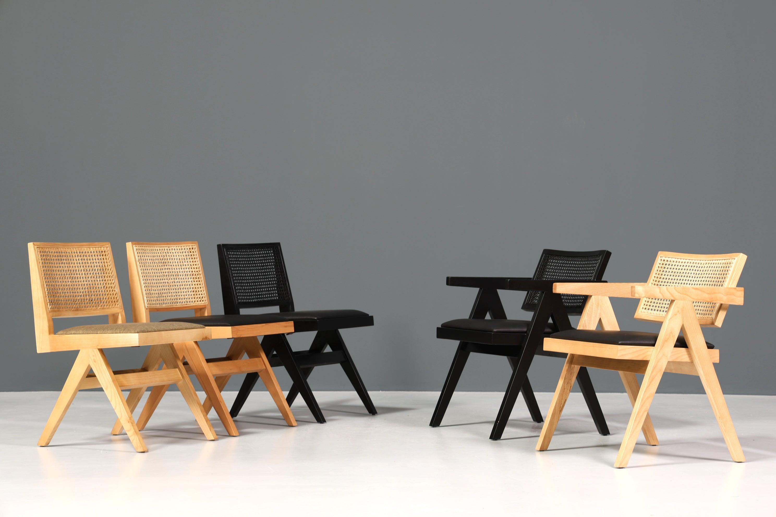 Sehr edler Korbgeflecht Stuhl "Vienna Black" schwarzer Bauhaus Relax Lounge Chair Küchenstuhl Sekretär Stuhl