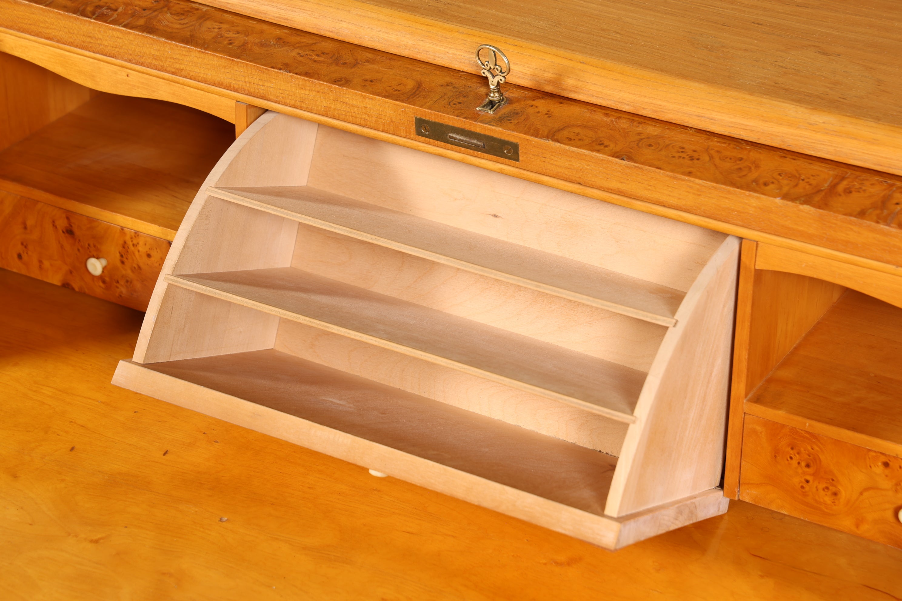 Wunderschöner Mid Century Rollladen Sekretär echt Holz Büro Schrank Vintage Schreibkommode