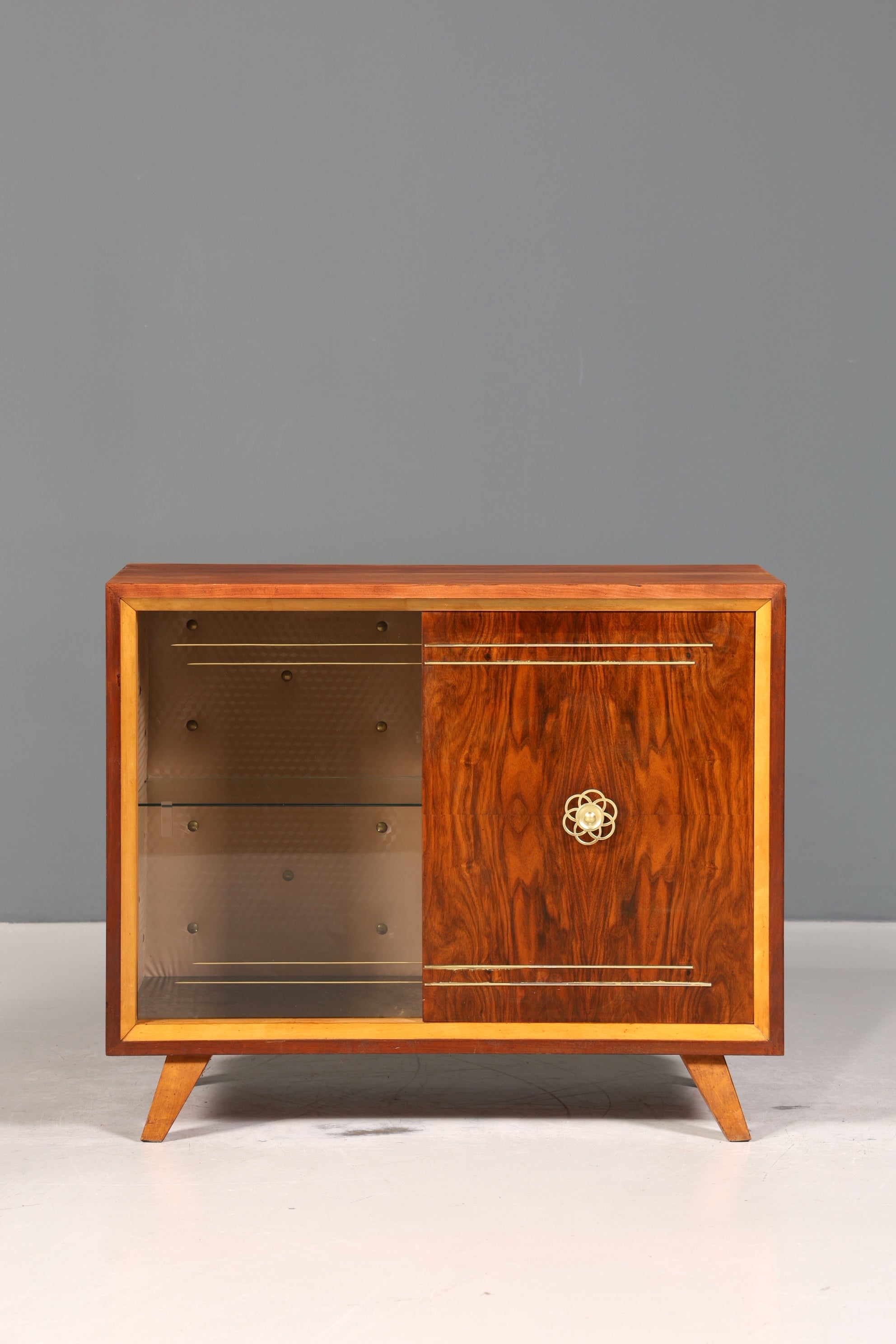 Wunderschönes Mid Century Sideboard Vintage Vitrine Schiebetür Kommode Bar Schrank 60s
