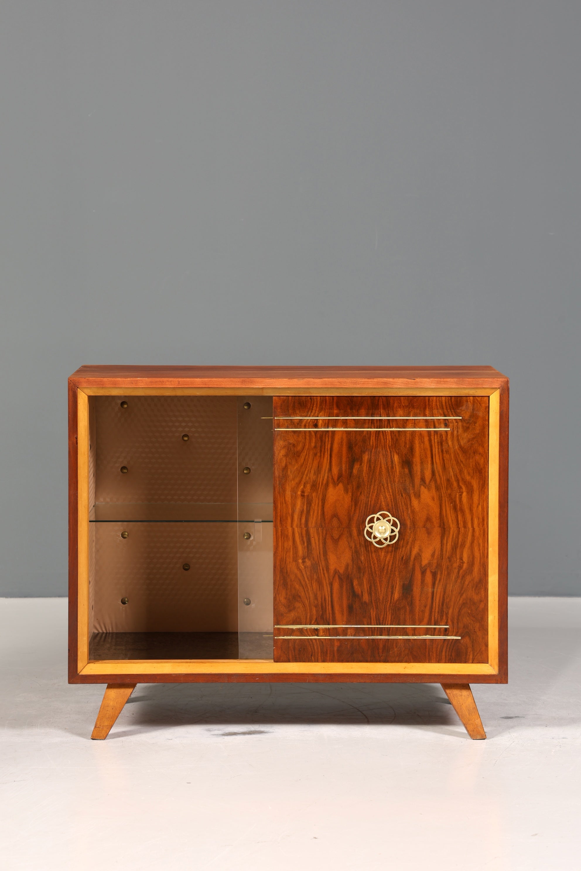 Wunderschönes Mid Century Sideboard Vintage Vitrine Schiebetür Kommode Bar Schrank 60s