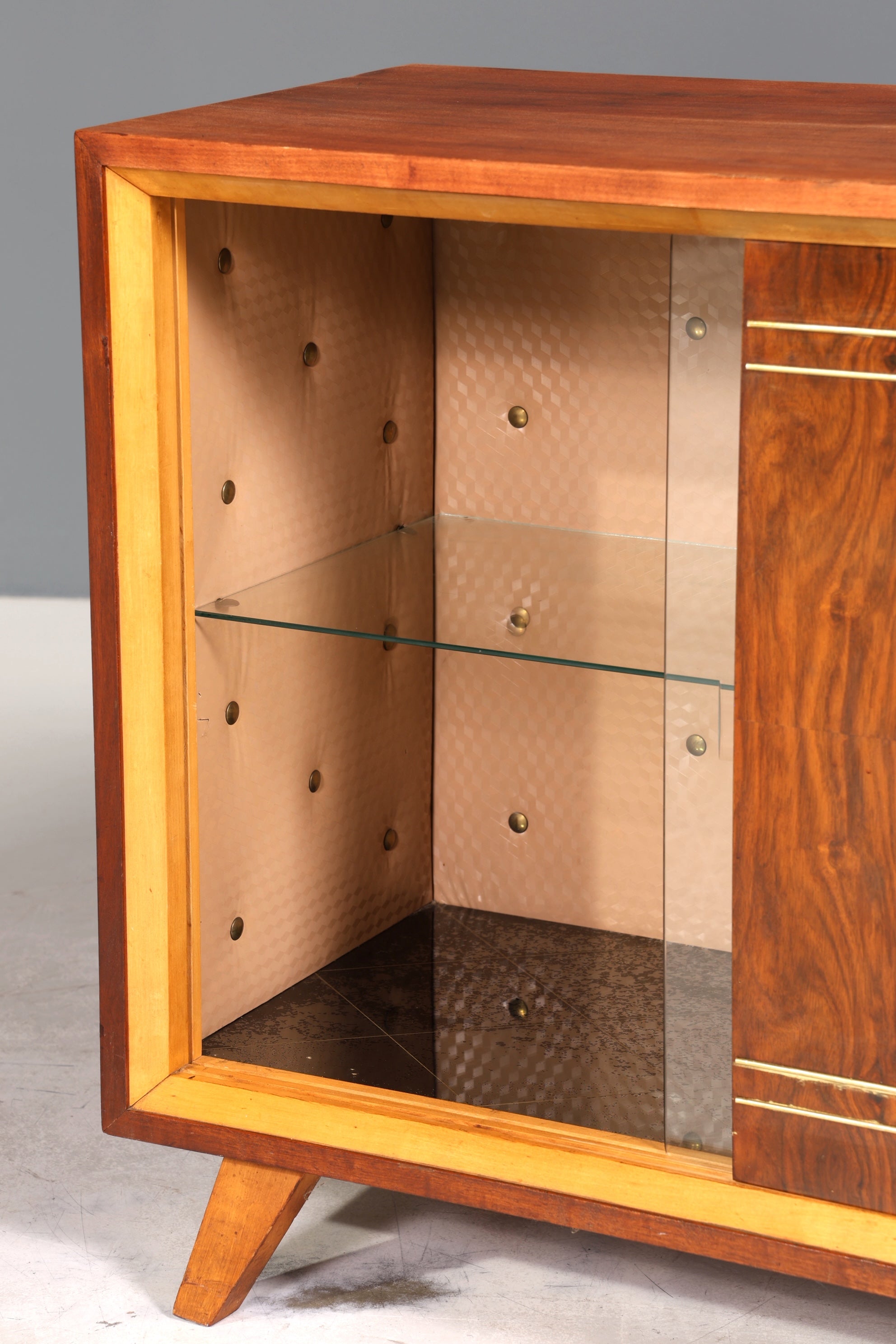 Wunderschönes Mid Century Sideboard Vintage Vitrine Schiebetür Kommode Bar Schrank 60s