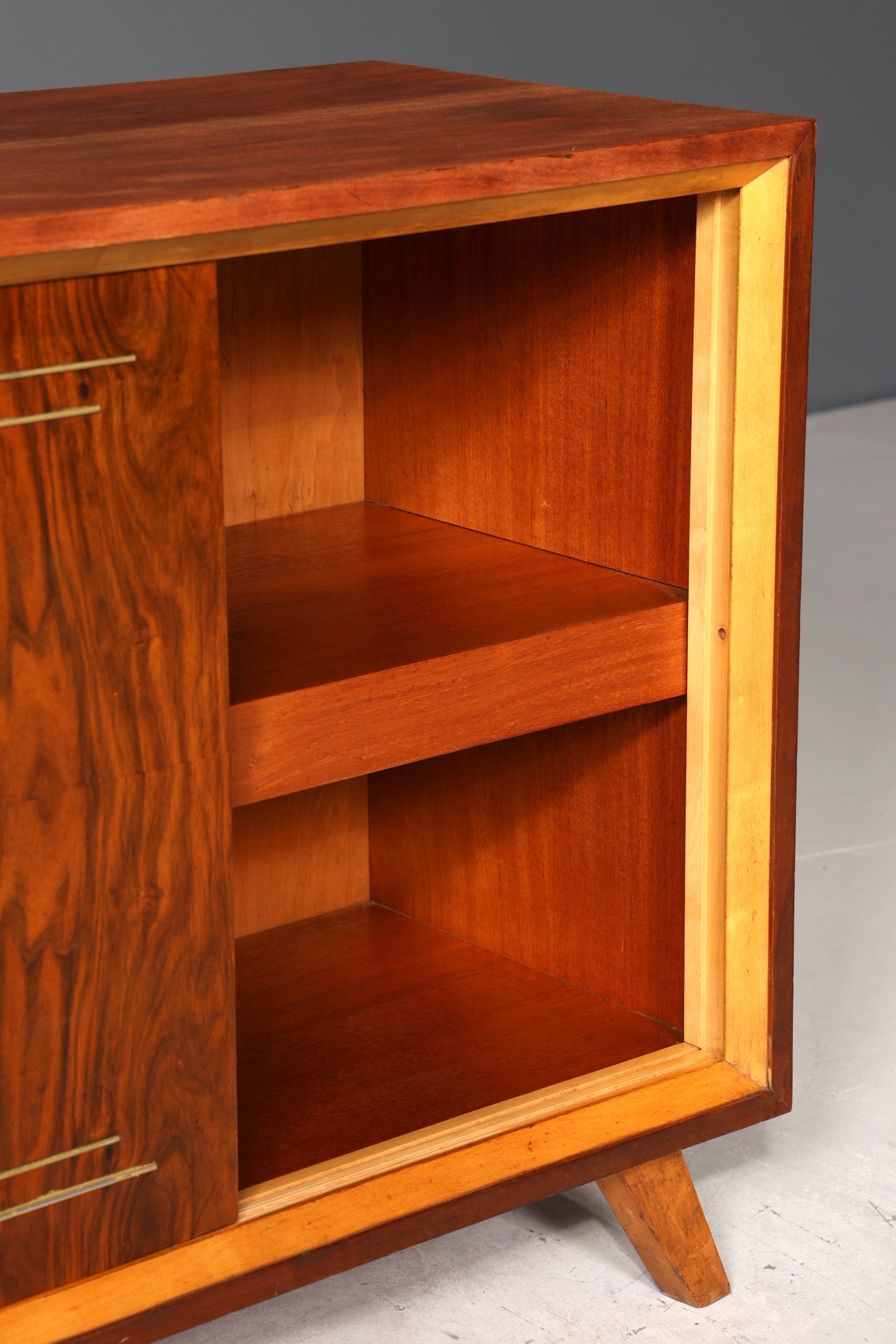 Wunderschönes Mid Century Sideboard Vintage Vitrine Schiebetür Kommode Bar Schrank 60s