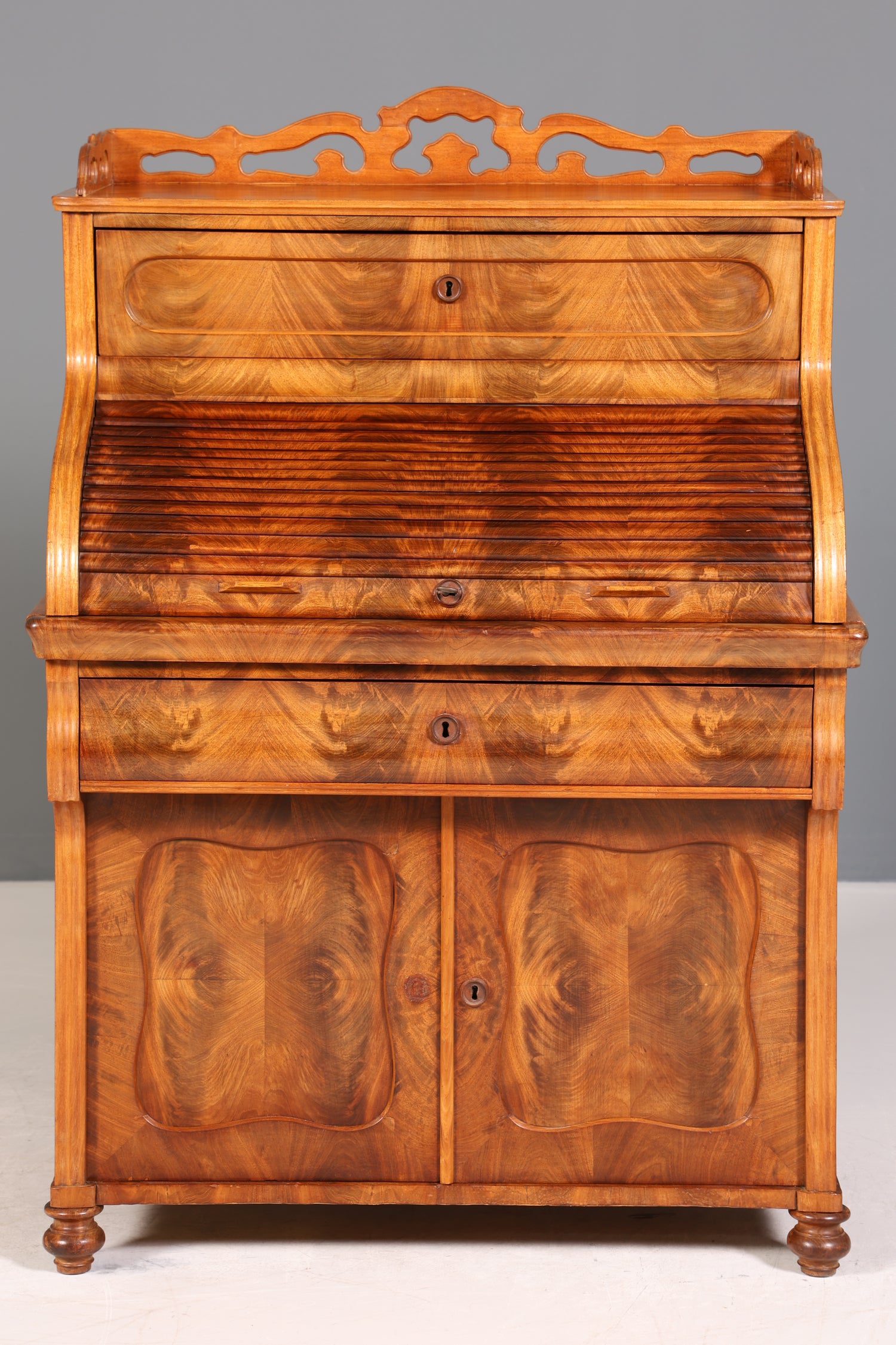 Beeindruckender Louis Philippe Sekretär Antik Rollladen Sekretär Schreibtisch Nussbaum Aufsatzsekretär